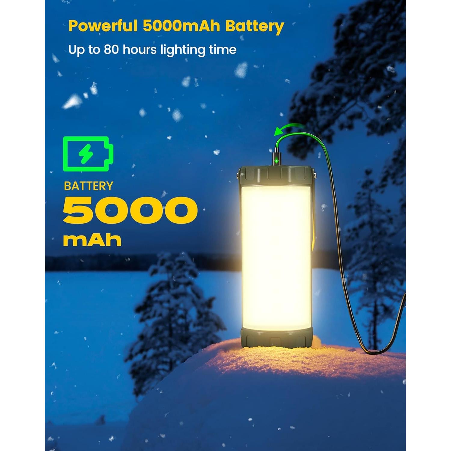 Linterna de Camping Glocusent 5000mAh 1200LM IP68 Verde