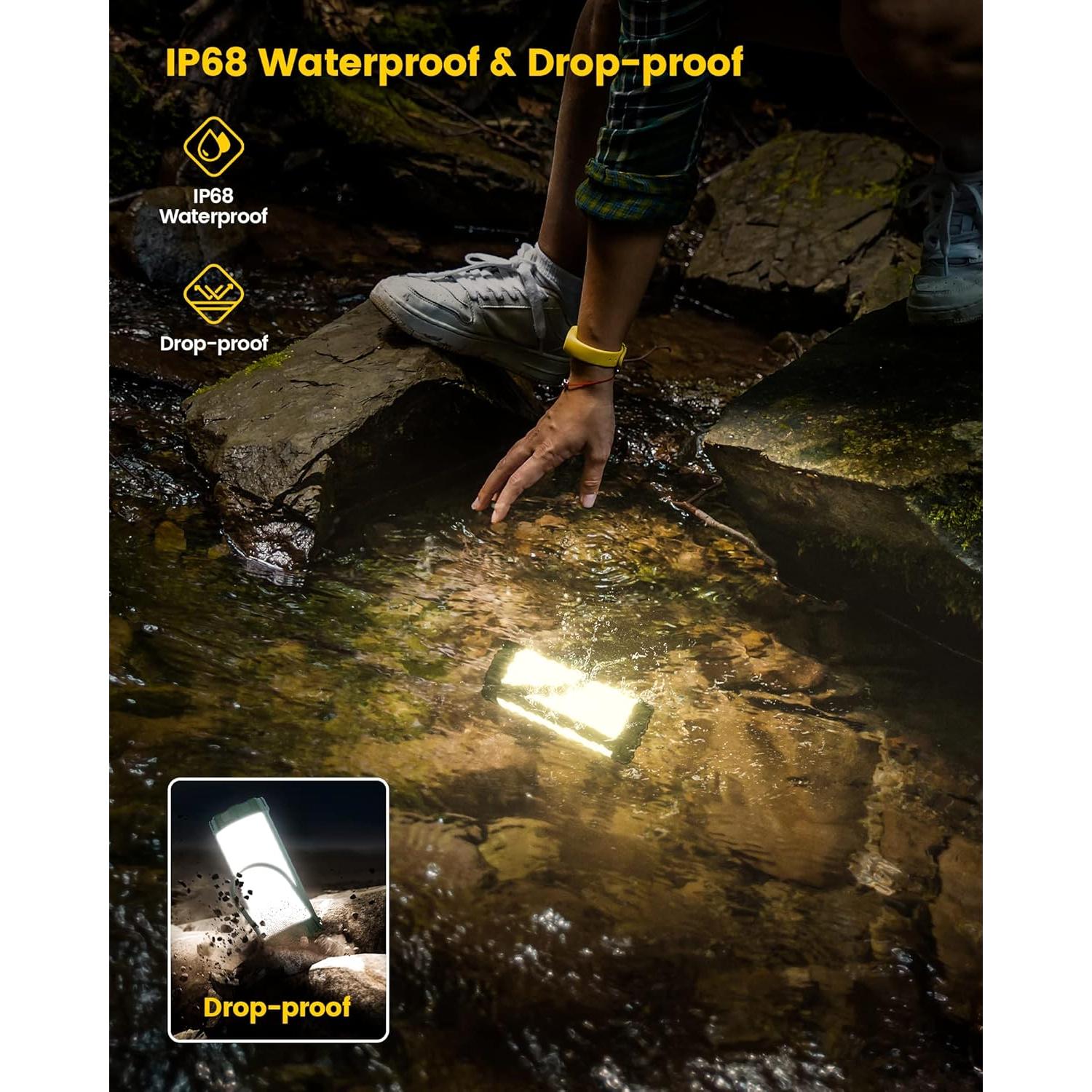 Linterna de Camping Glocusent 5000mAh 1200LM IP68 Verde