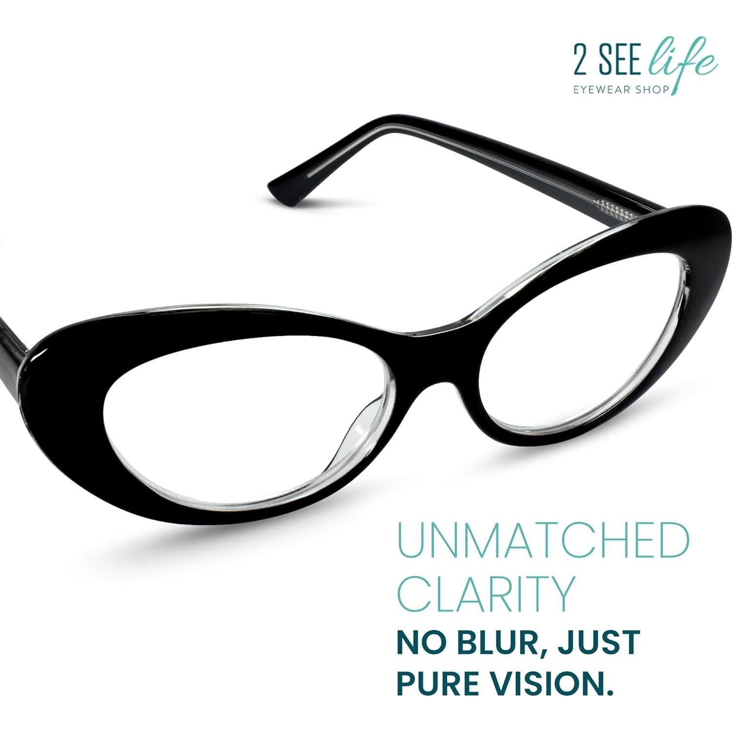 Gafas de Lectura 2SeeLife Cat Eye Negro Mujeres 1.00x