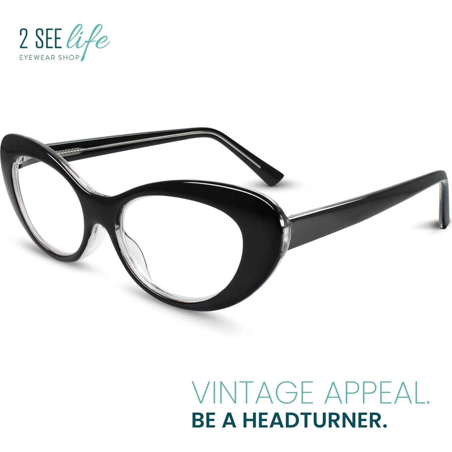 Gafas de Lectura 2SeeLife Cat Eye Negro Mujeres 1.00x