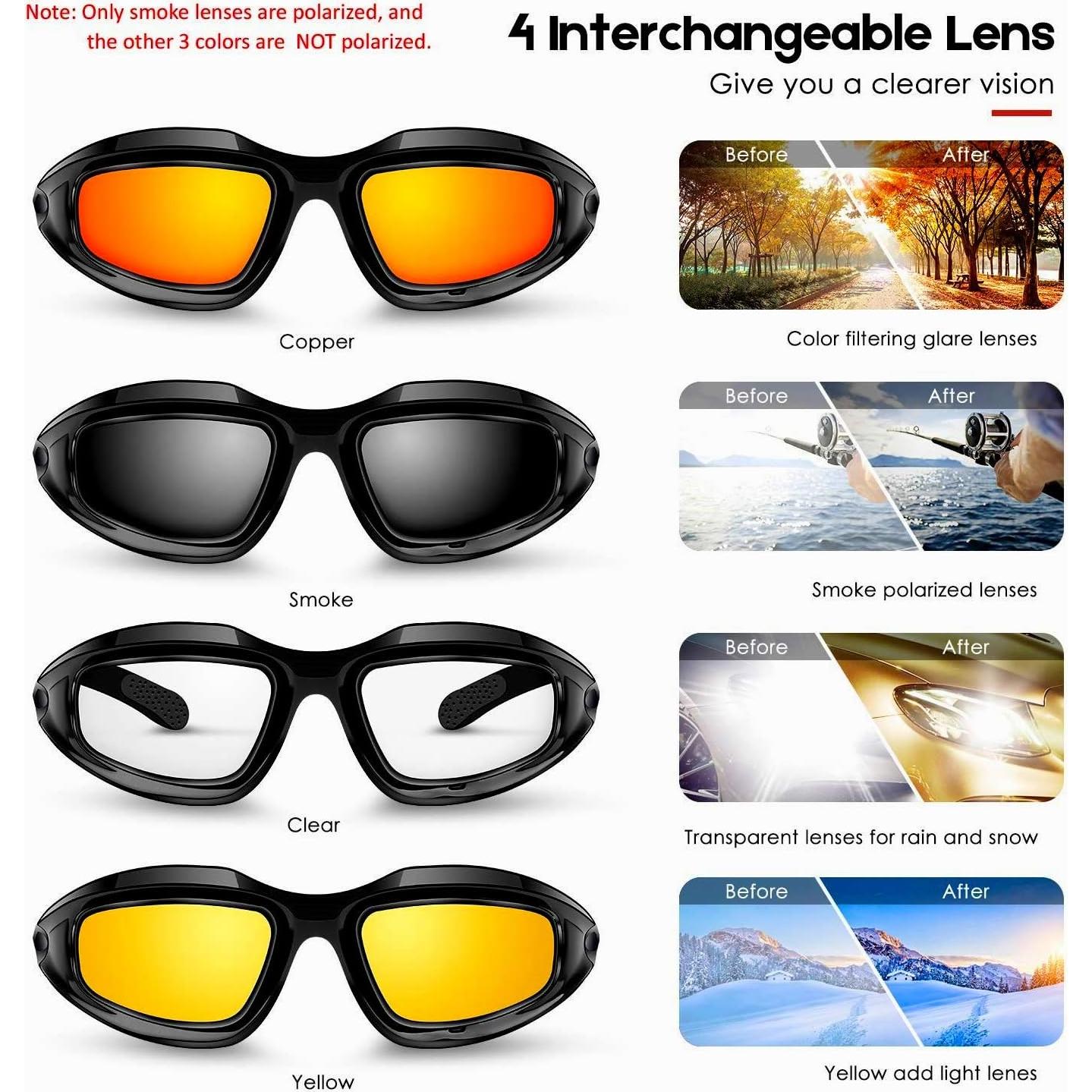 Gafas de Montar KEMIMOTO con 4 Lentes UV400 para Motocicleta