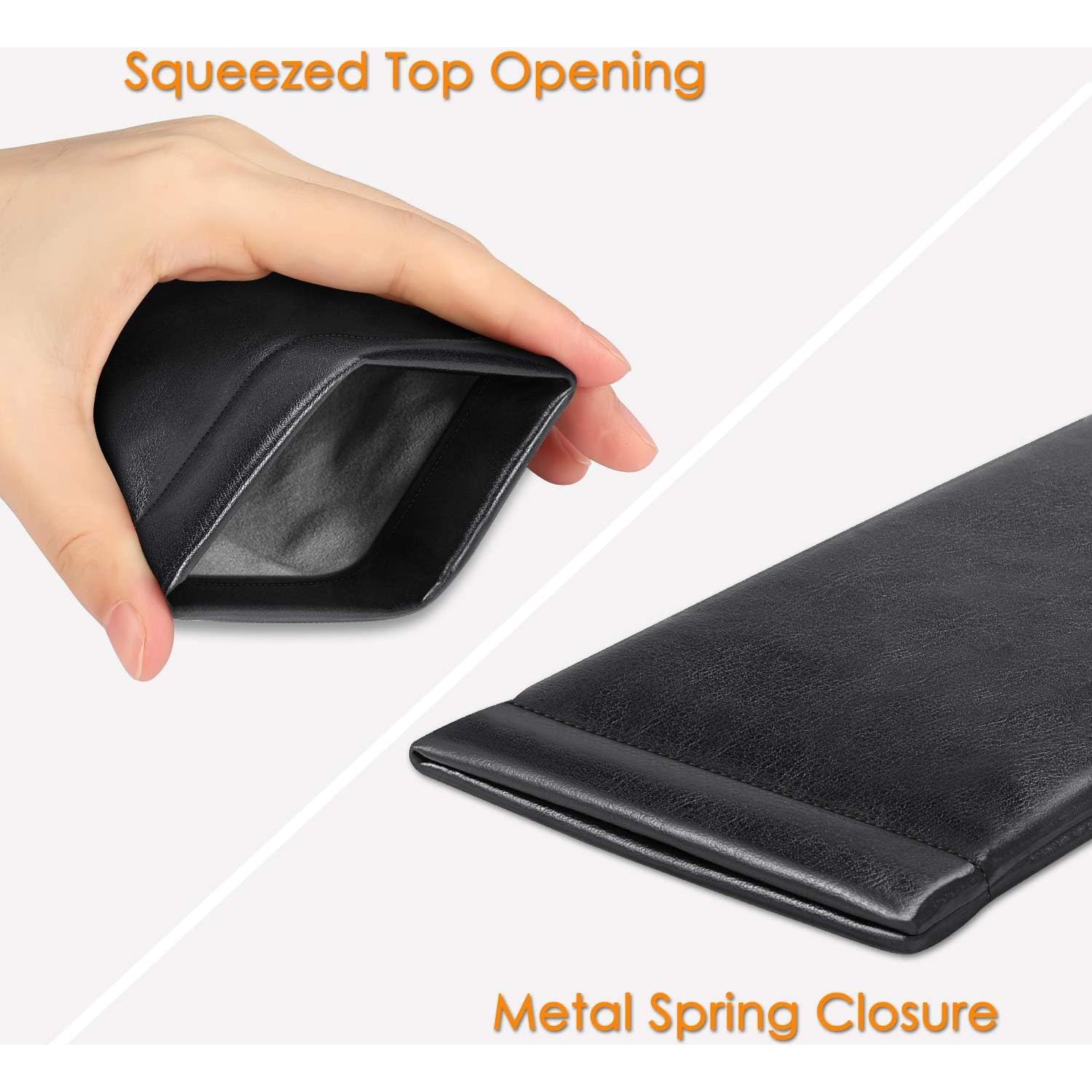 Funda para Gafas Fintie Negra con Paño de Limpieza - Cuero Vegano