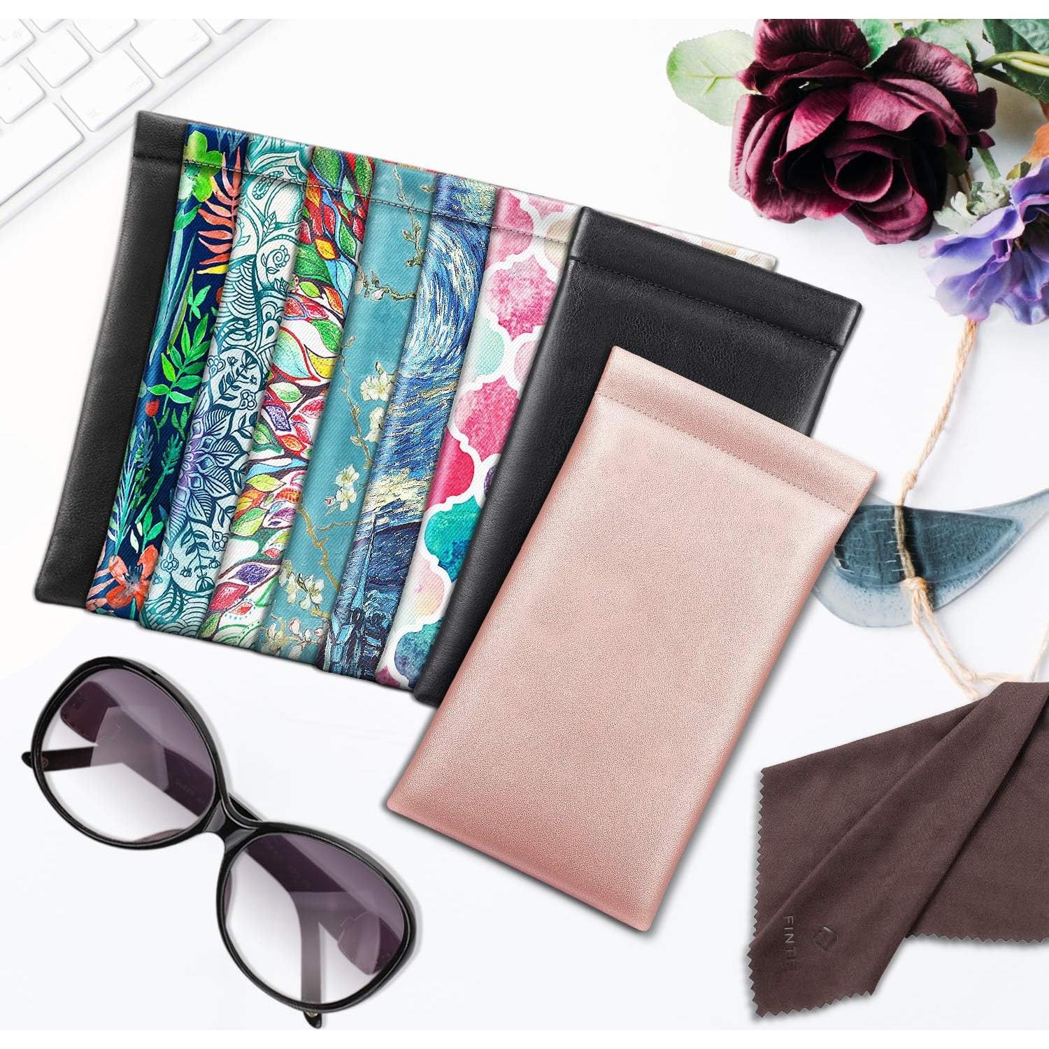 Funda para Gafas Fintie Negra con Paño de Limpieza - Cuero Vegano