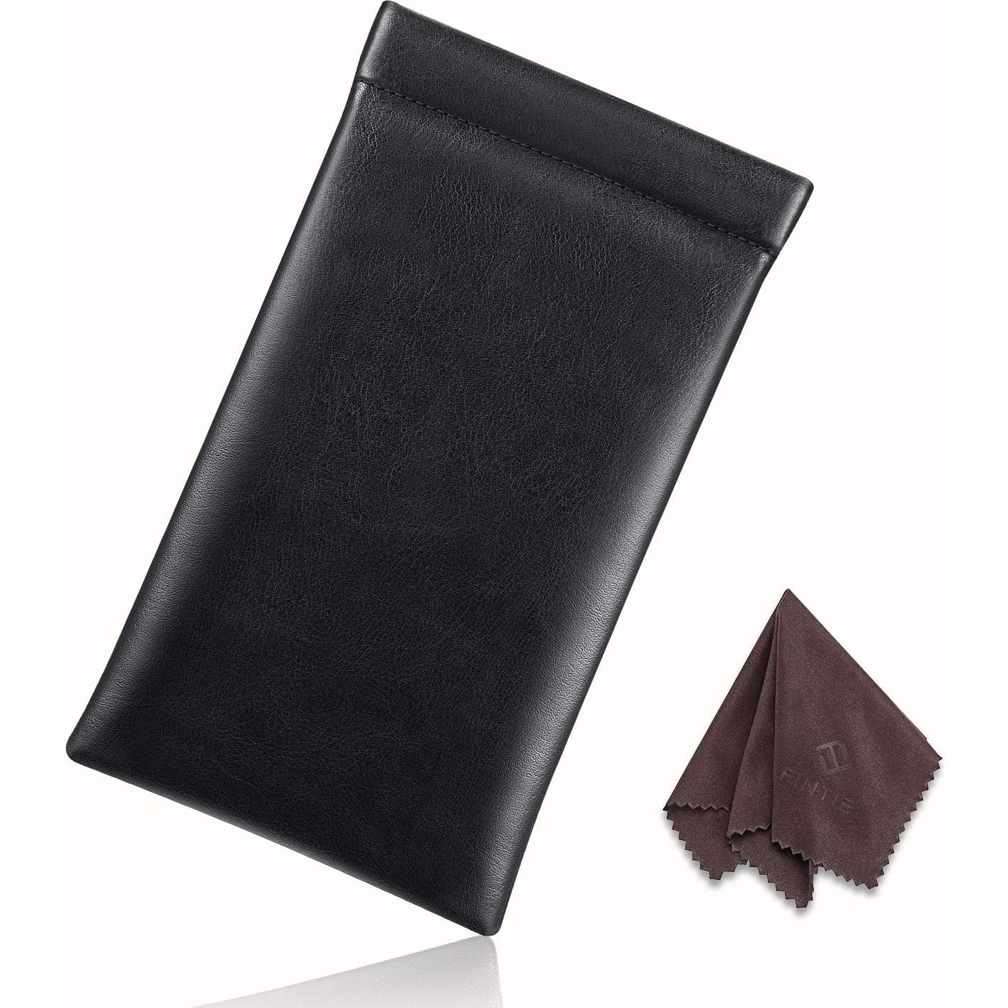 Funda para Gafas Fintie Negra con Paño de Limpieza - Cuero Vegano