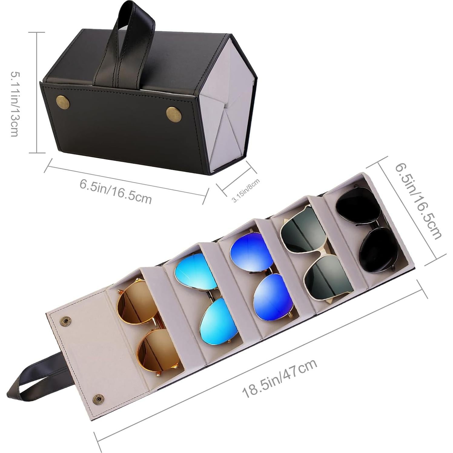 Organizador de Gafas de Sol Plegable de Cuero PU Negro