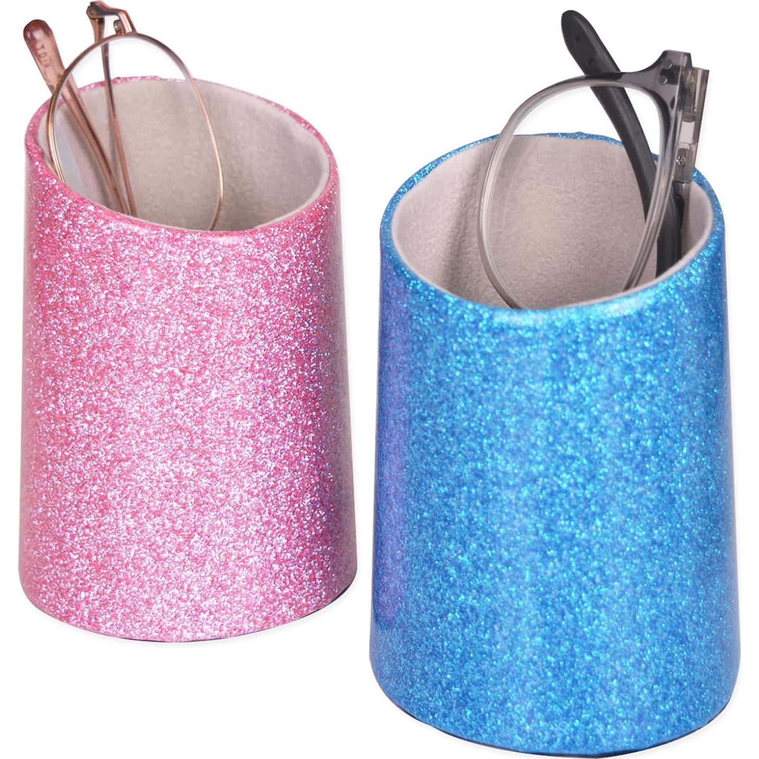 Soporte para Gafas Bleiou 2 Paquetes Cuero PU Rosa y Azul