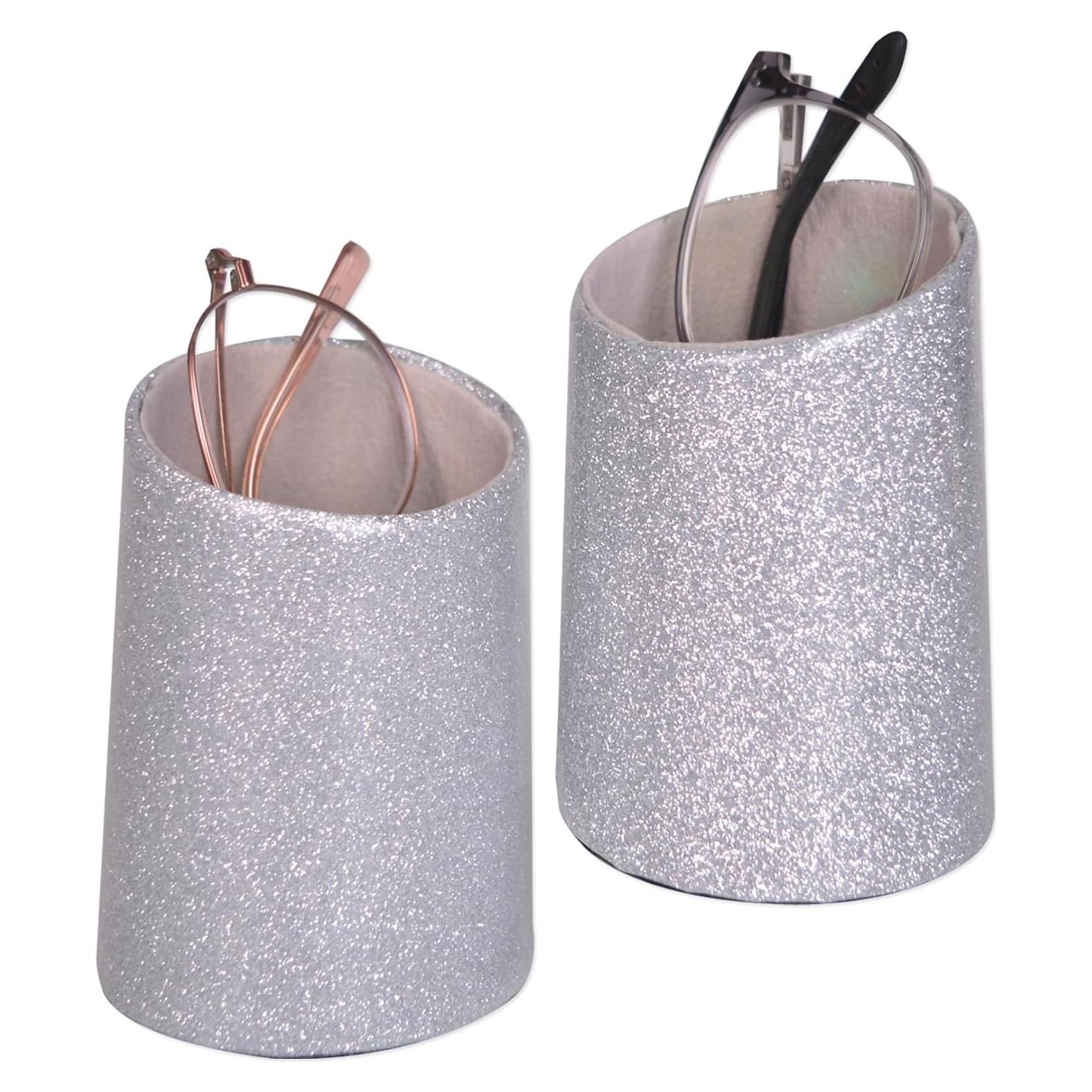 Soporte para Gafas Bleiou 2 Piezas Cuero PU Plata Brillante