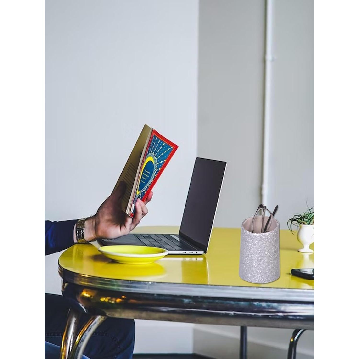 Soporte para Gafas Bleiou 2 Piezas Cuero PU Plata Brillante