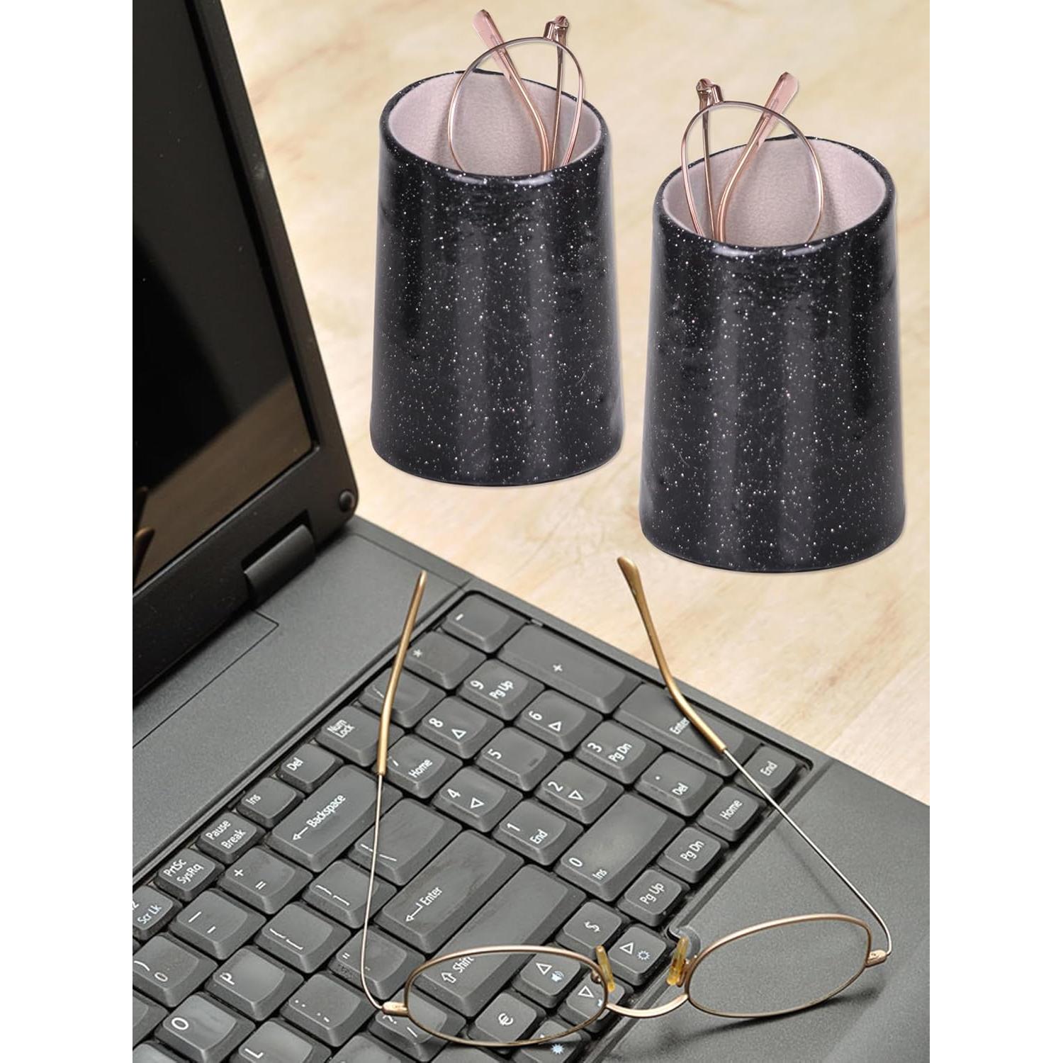 Soporte para Gafas Bleiou de Cuero PU Negro Brillante