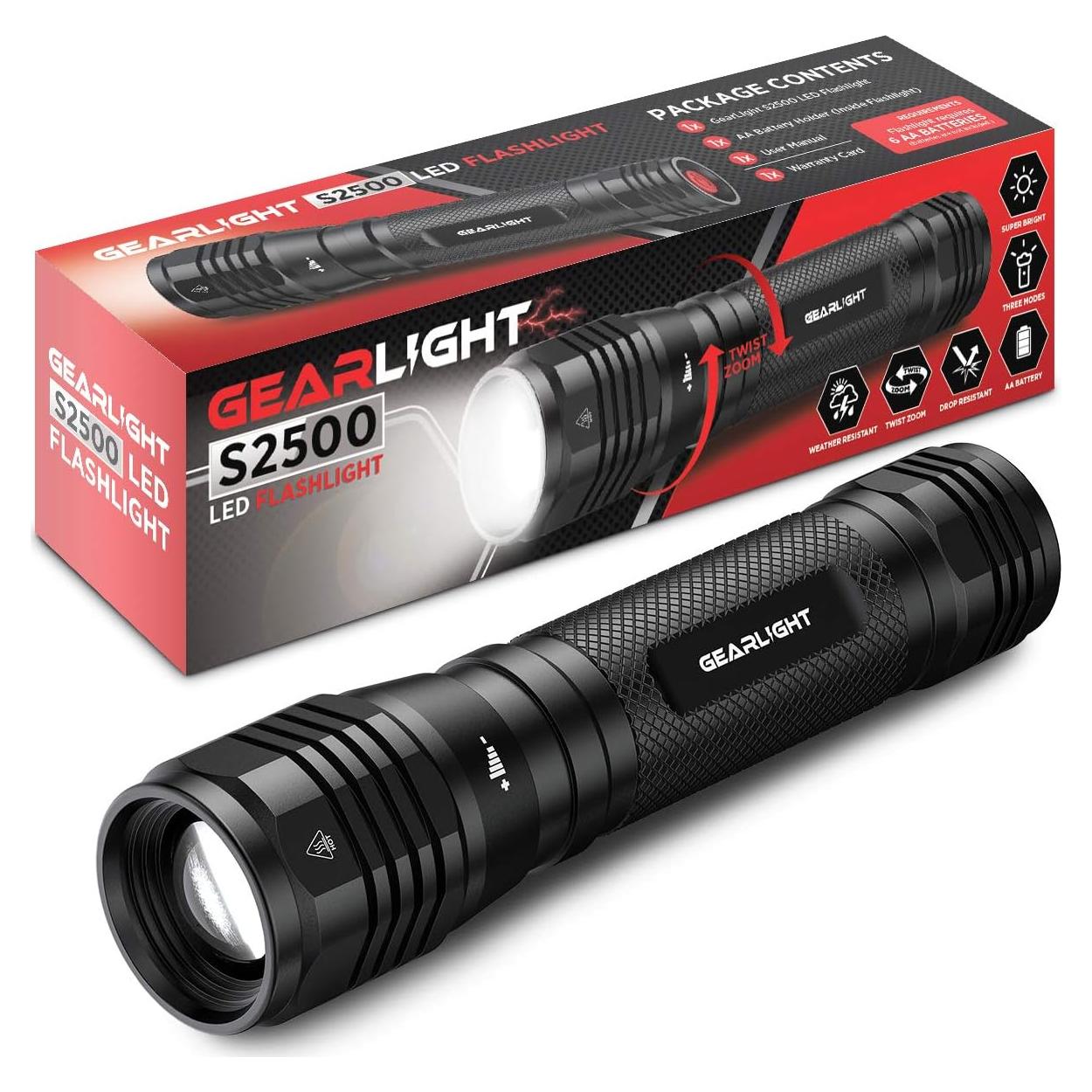 Linterna LED GearLight S2500 - Brillante y Compacta 18,4 cm