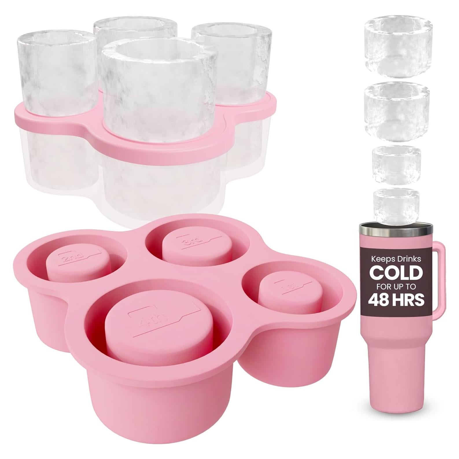 Bandeja de Hielo AB&CO-LIVING Rosa 4 Anillos para Taza