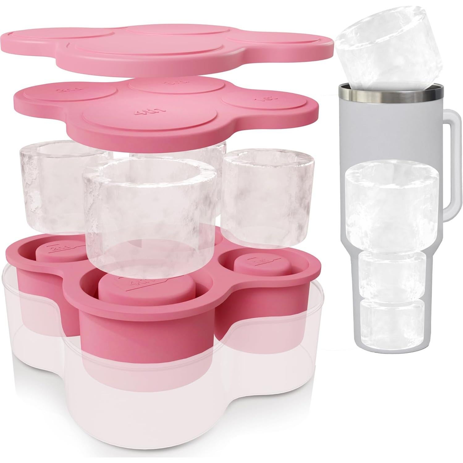 Bandeja de Hielo AB&CO-LIVING Rosa 4 Anillos para Taza