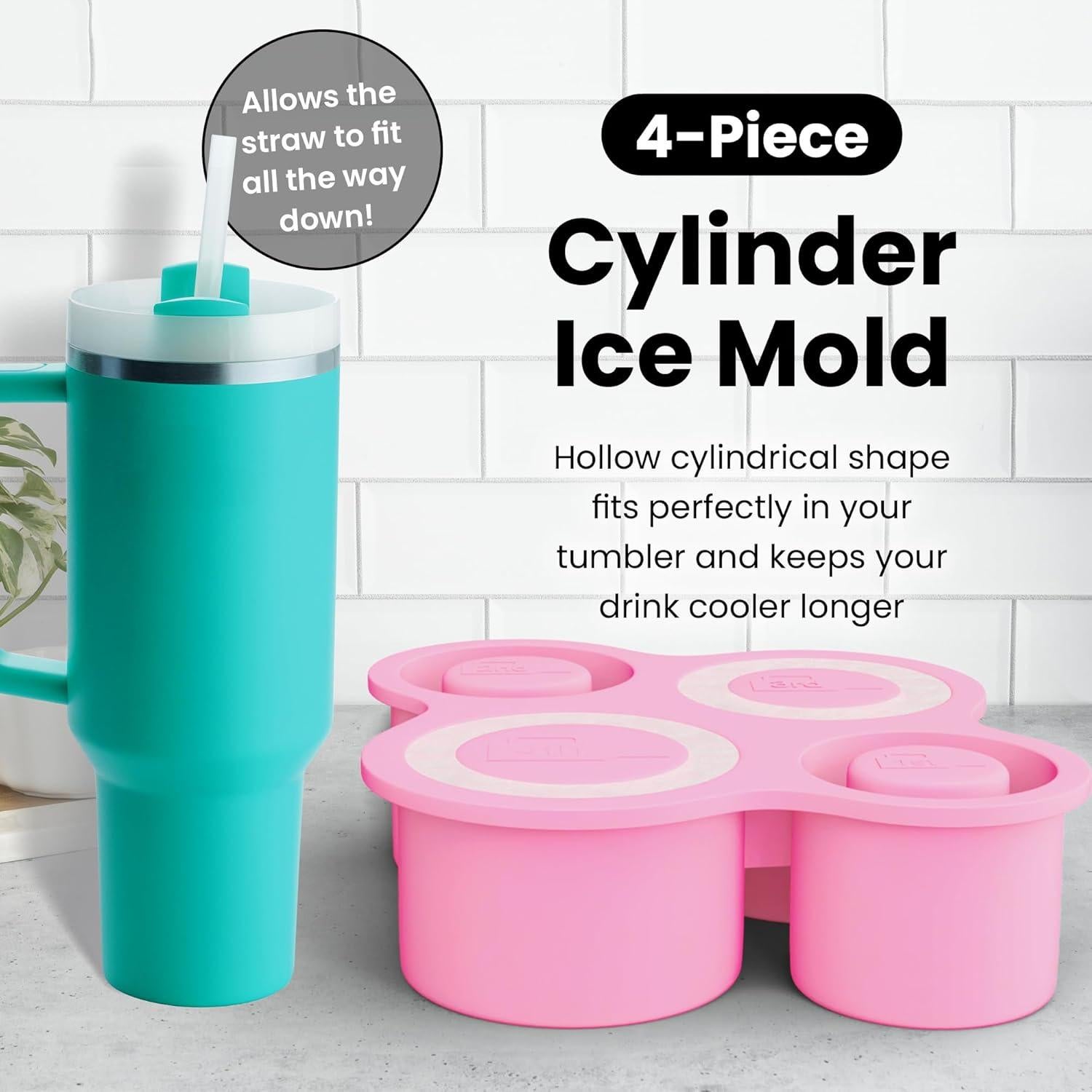 Bandeja de Hielo AB&CO-LIVING Rosa 4 Anillos para Taza