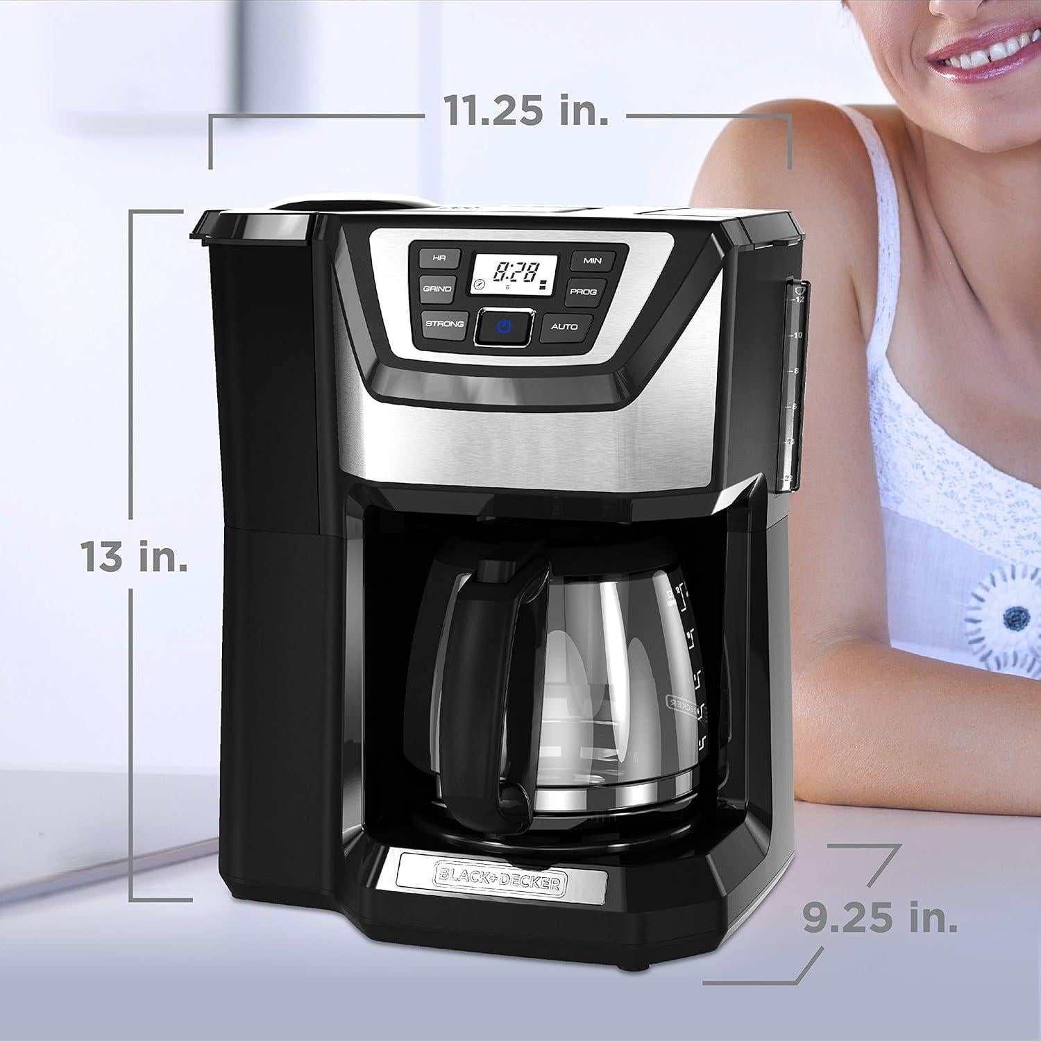 Cafetera BLACK+DECKER 12 Tazas con Molinillo Programable