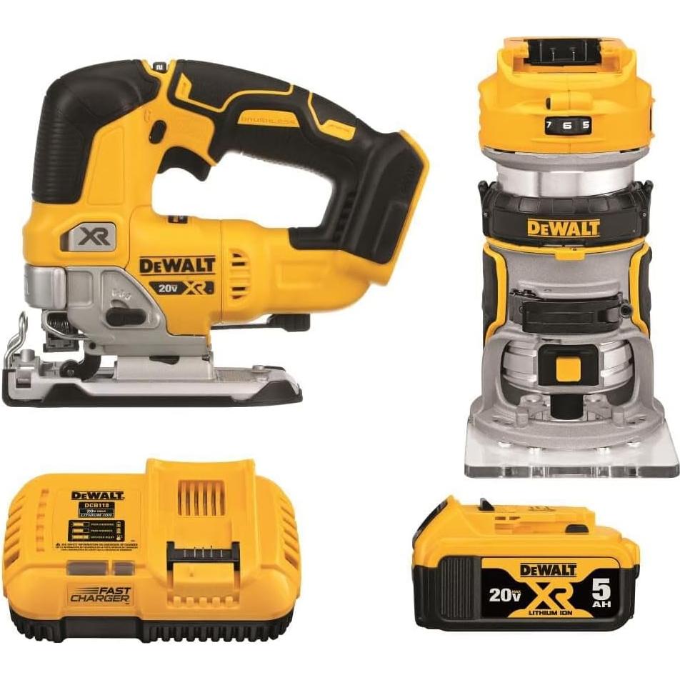 DEWALT Router y Sierra de Calar 20V MAX DCK201P1 Inalámbricos