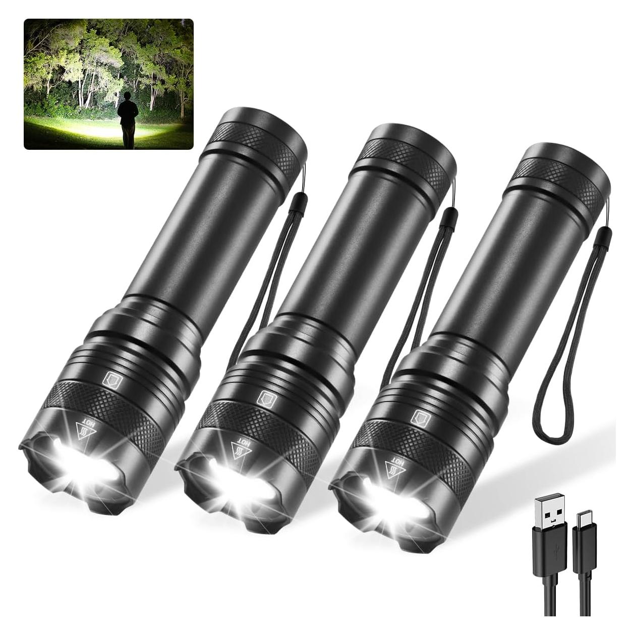 Paquete de 3 Linternas LED Recargables Rufykiri 10h 13cm