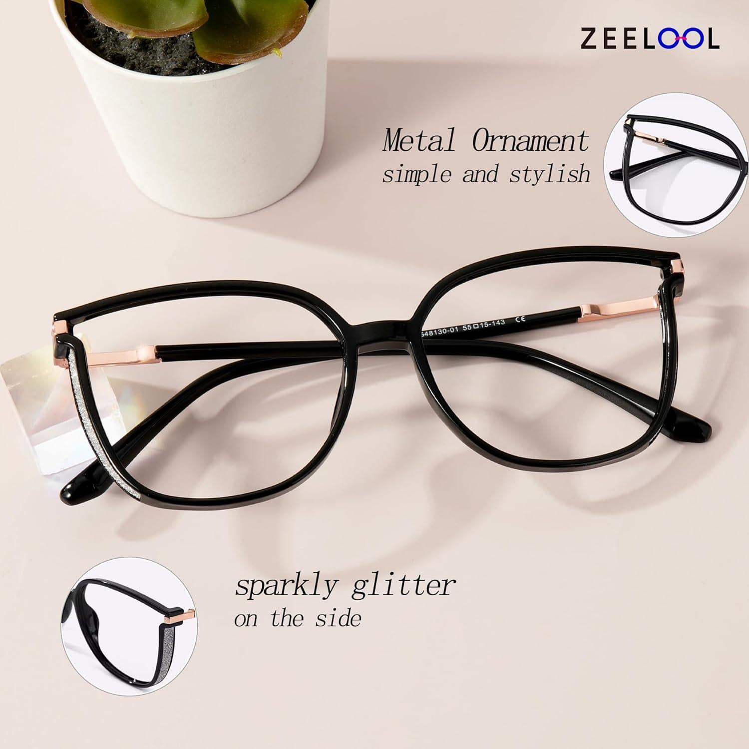 Gafas de luz azul Zeelool, marco TR90 ojo de gato para mujer