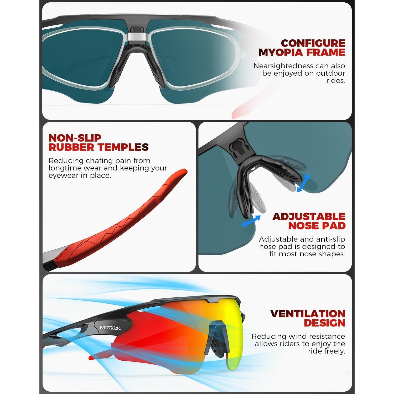 Gafas de Ciclismo Polarizadas VICTGOAL UV400 Unisex TR90