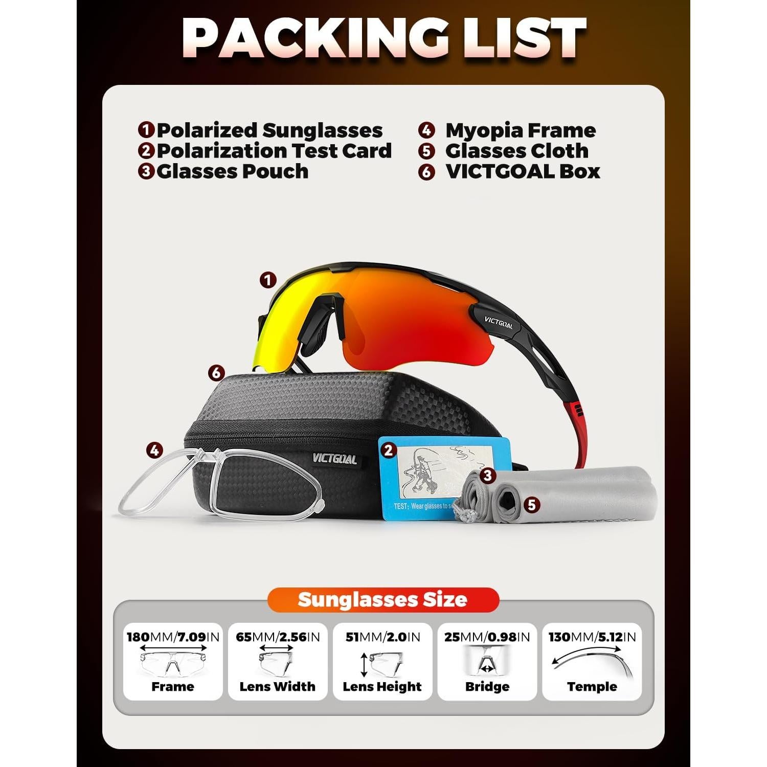 Gafas de Ciclismo Polarizadas VICTGOAL UV400 Unisex TR90