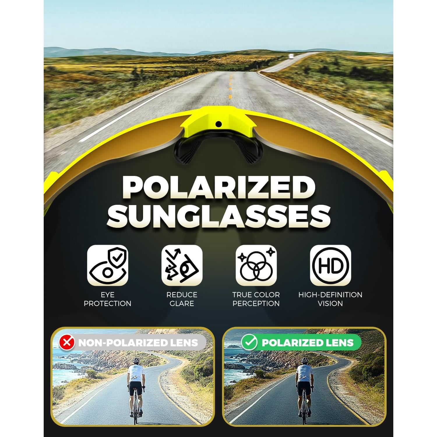 Gafas de Ciclismo VICTGOAL Polarizadas UV400 Unisex Amarillo