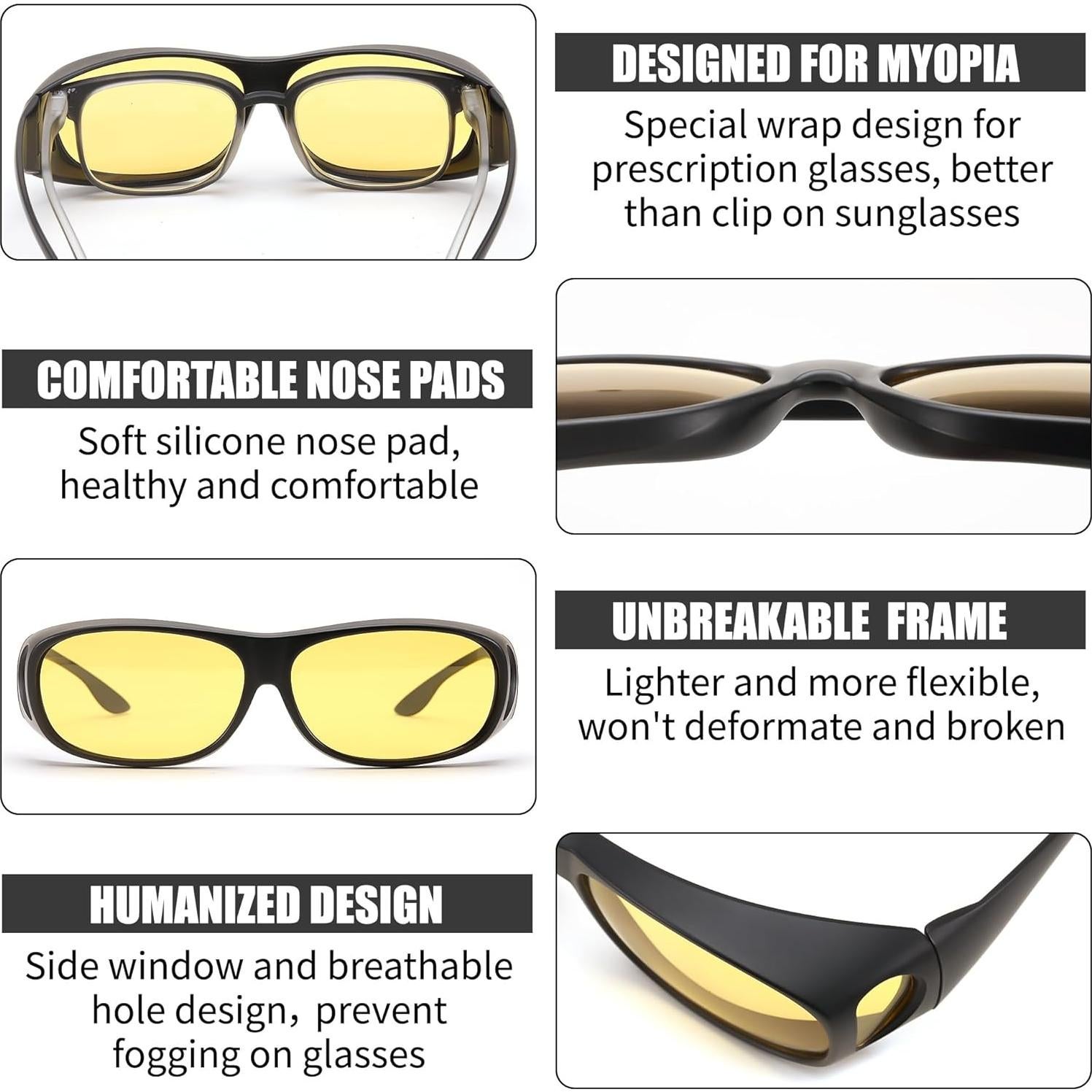 Gafas de Conducir de Noche FEISEDY con Lentes Amarillos HD