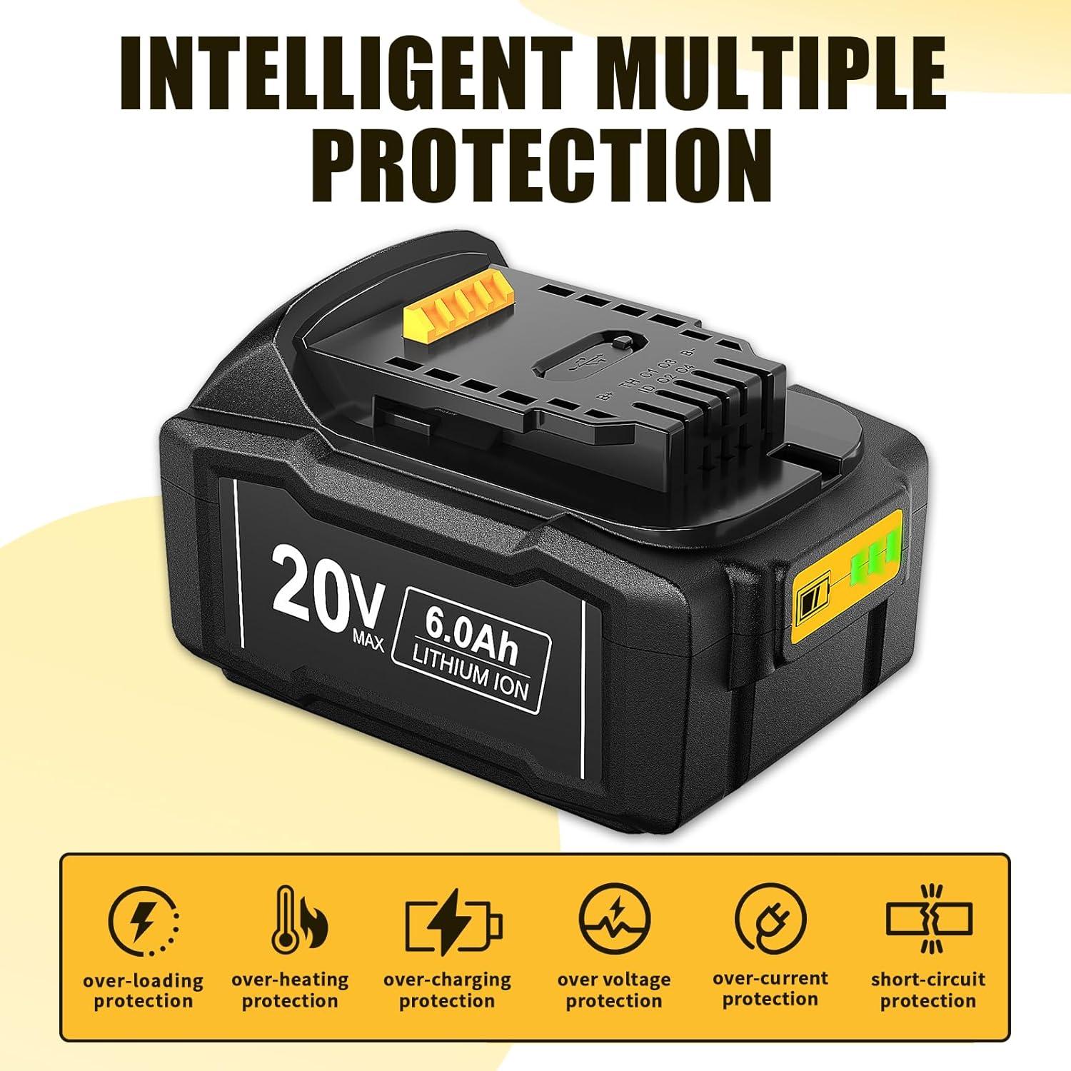 Paquete de 2 Baterías DSANKE 20V 6.0Ah USB Tipo-C