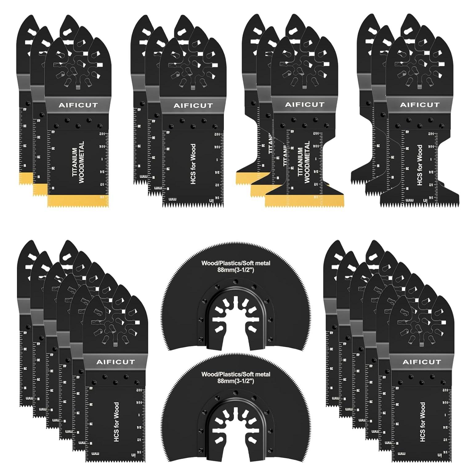 26 Piezas Hojas de Sierra Oscilante AIFICUT 3,49 cm Madera/Metal