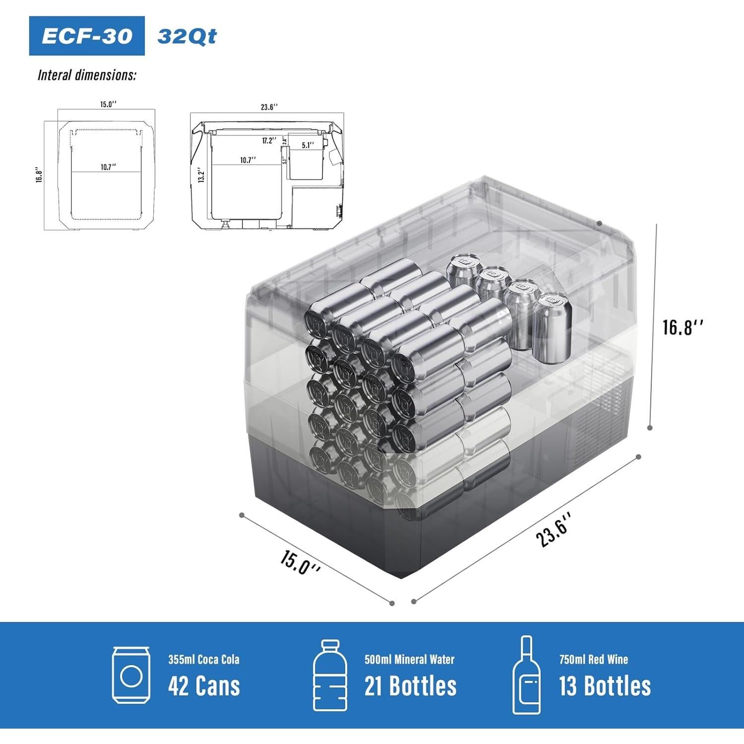 Refrigerador portátil AooDen ECF-30 30L -7°C a 53°C
