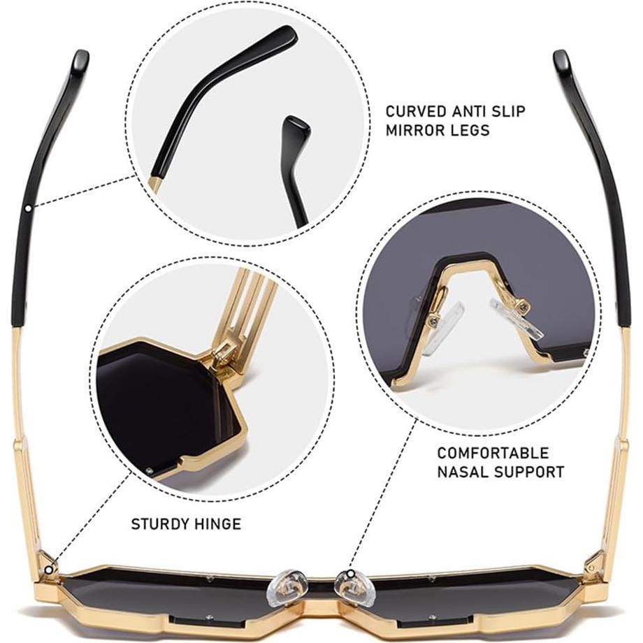 Gafas de sol retro steampunk Junsika para hombres HD UV400