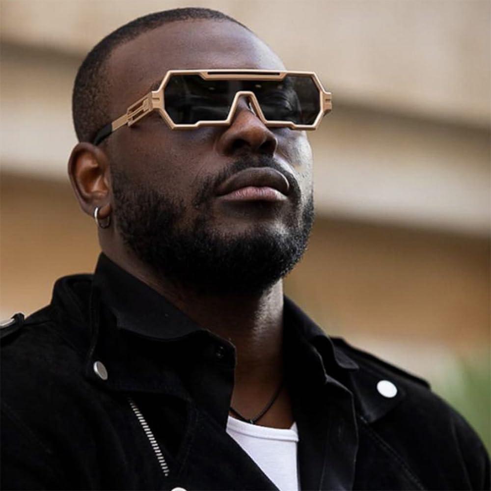 Gafas de sol retro steampunk Junsika para hombres metal