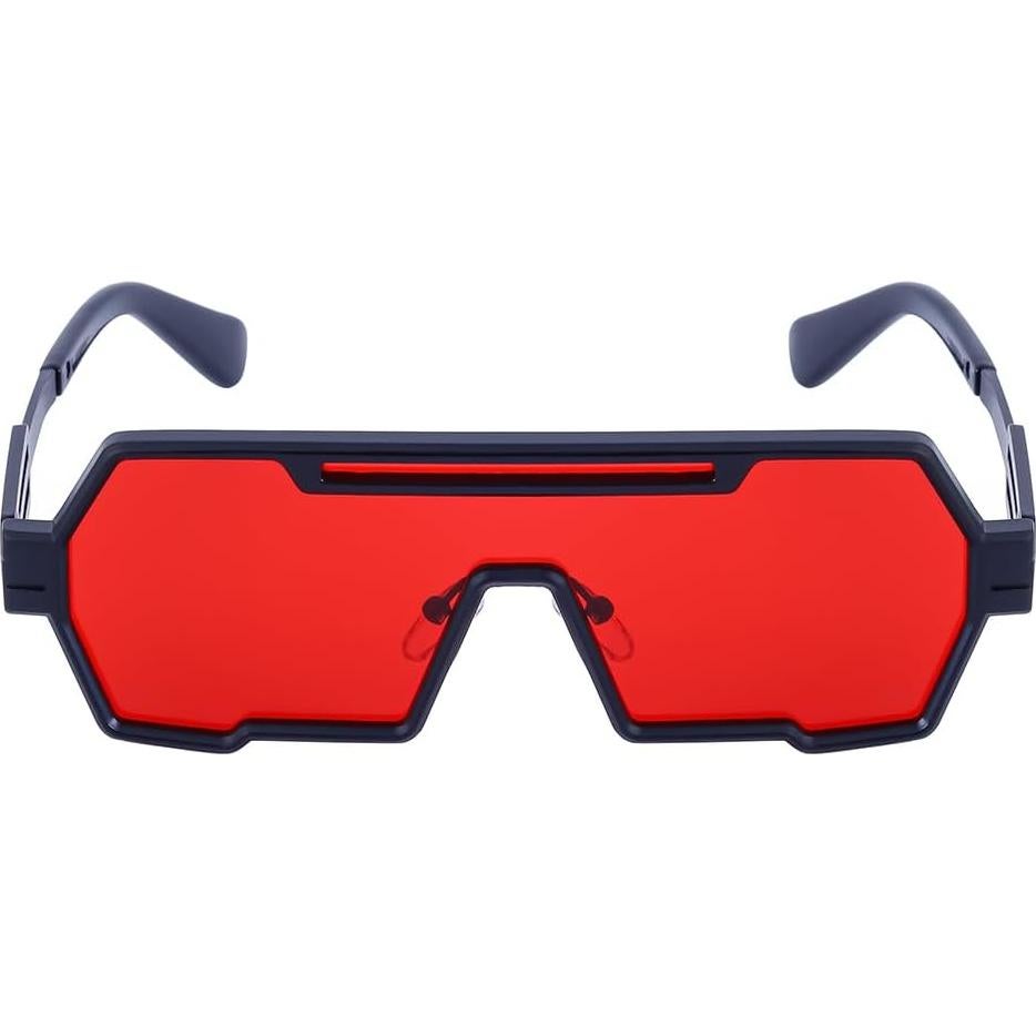 Gafas de sol retro steampunk Junsika para hombres, metal rojo
