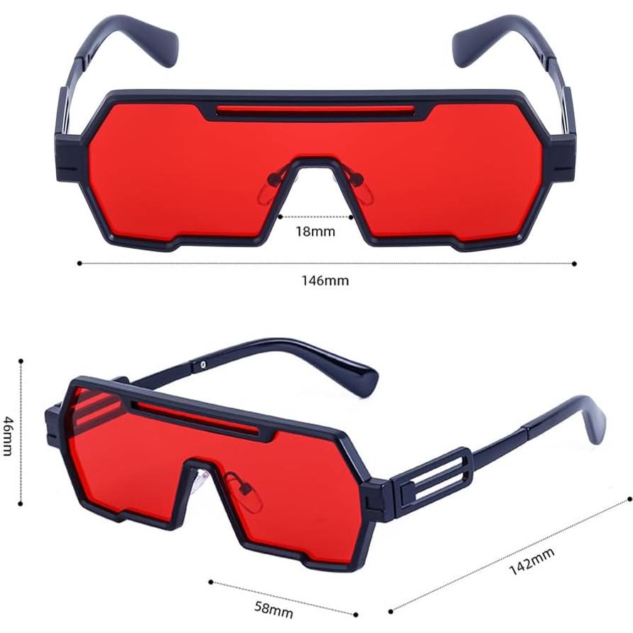 Gafas de sol retro steampunk Junsika para hombres, metal rojo