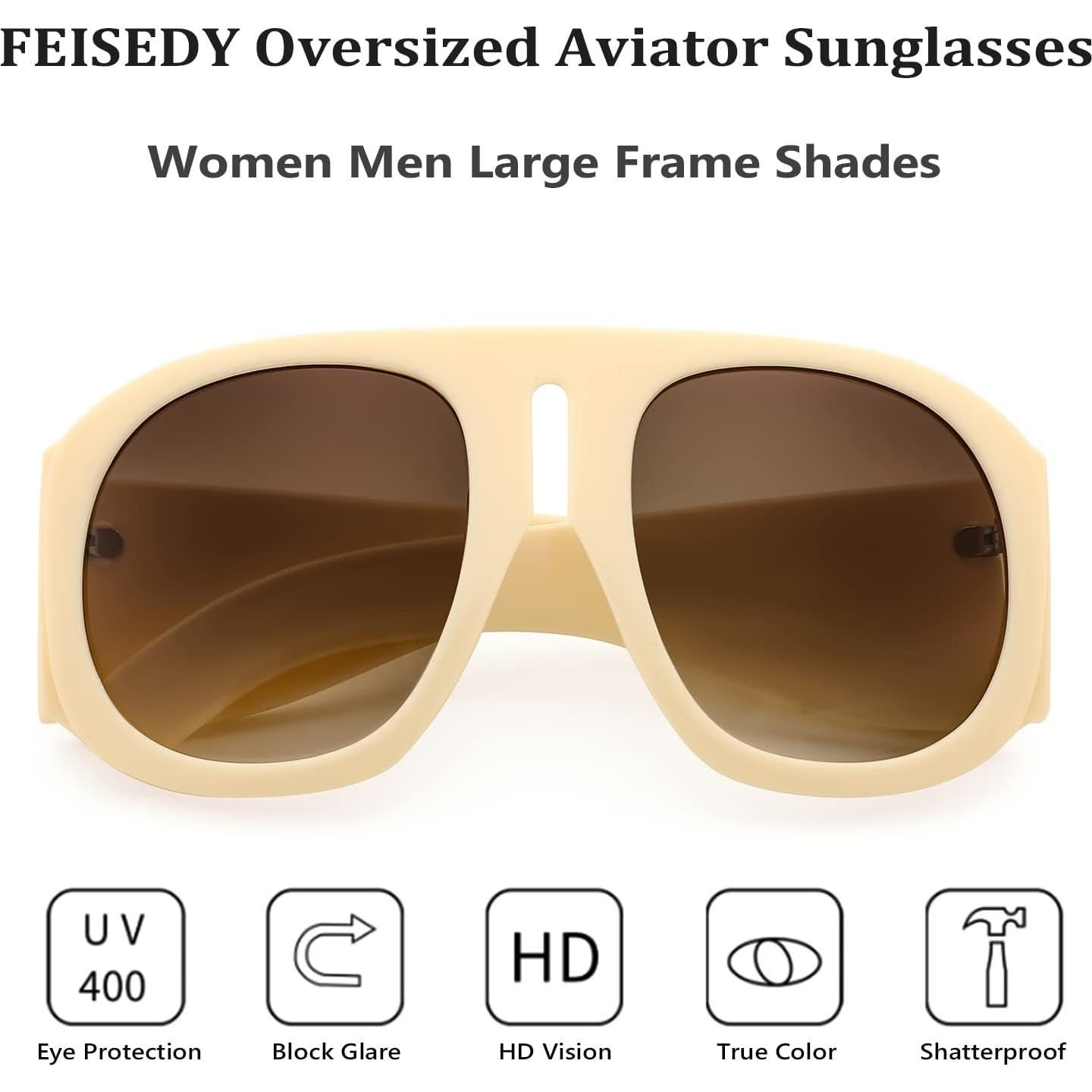 Gafas de Sol Retro FEISEDY Aviador Oversized UV400