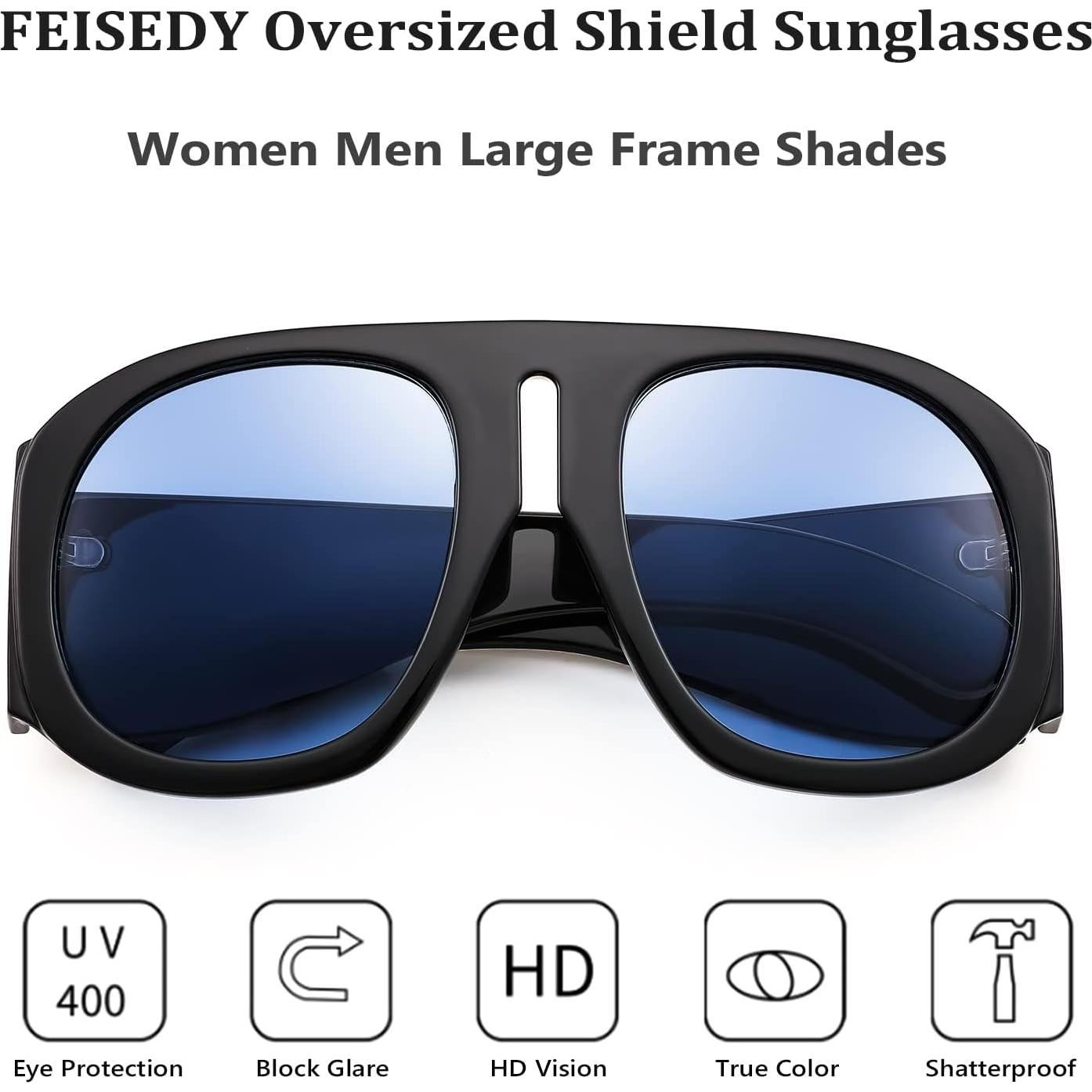 Gafas de Sol Retro FEISEDY Aviador Oversized UV400