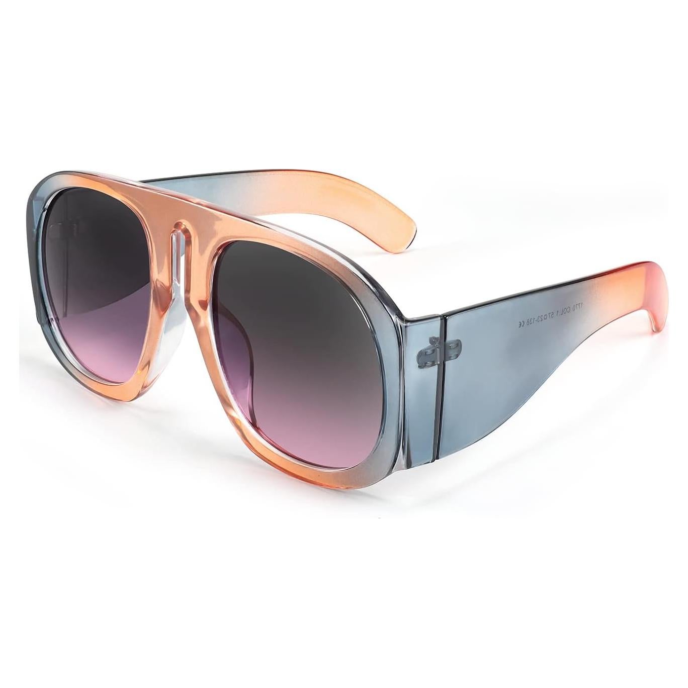 Gafas de Sol Retro FEISEDY Aviador Unisex UV400 Naranja/Azul