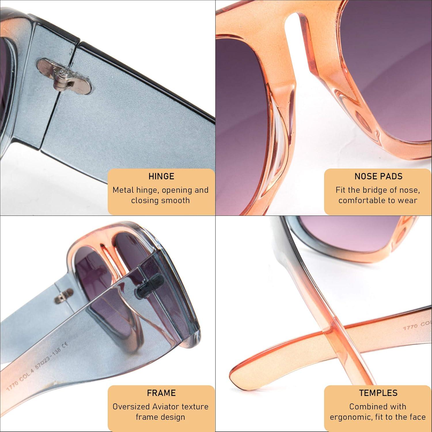 Gafas de Sol Retro FEISEDY Aviador Unisex UV400 Naranja/Azul