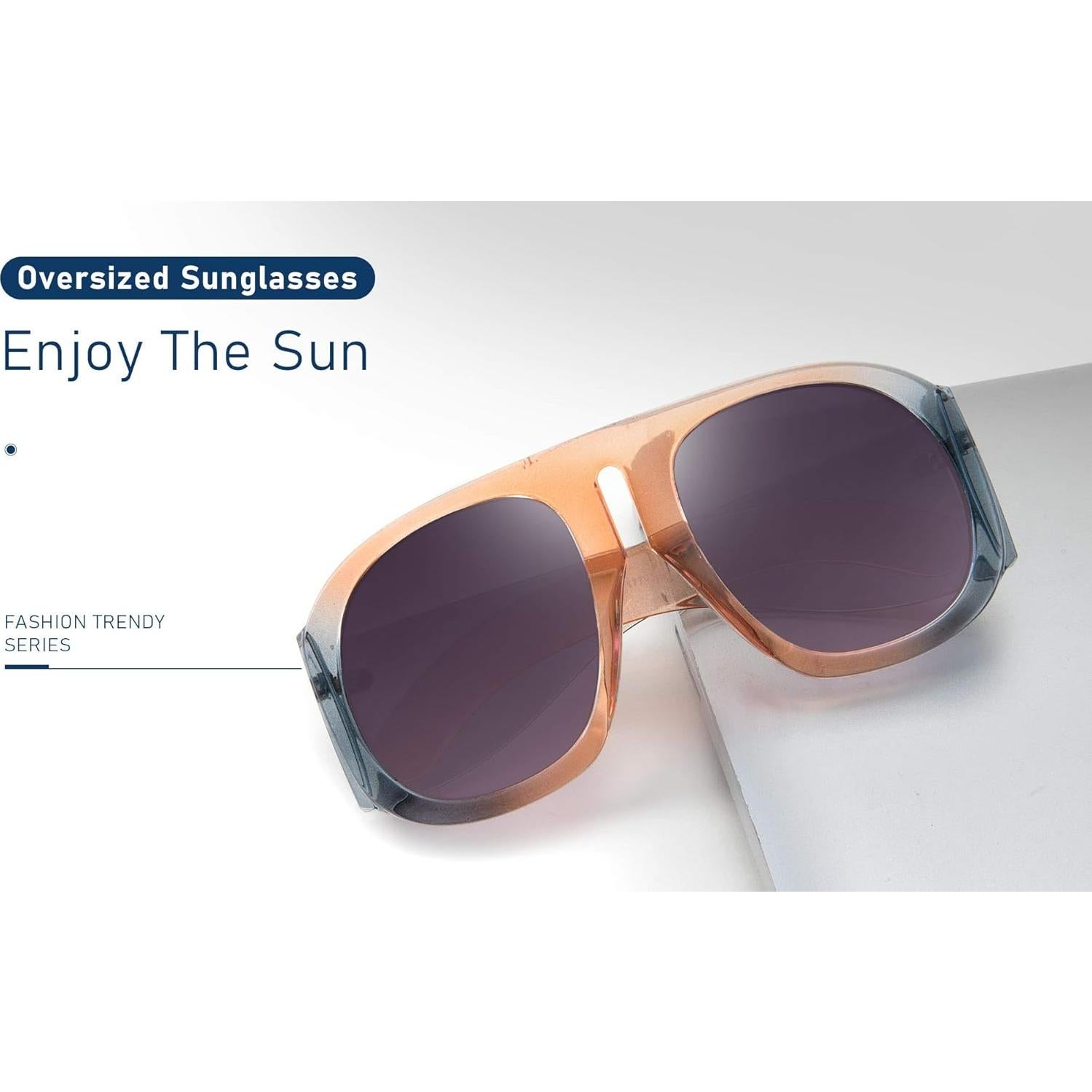 Gafas de Sol Retro FEISEDY Aviador Unisex UV400 Naranja/Azul