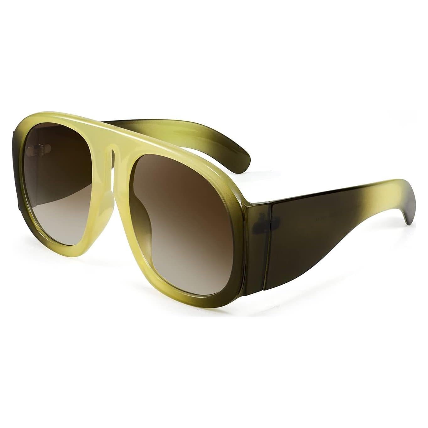 Gafas de Sol Retro FEISEDY Aviador Unisex UV400 Amarillo