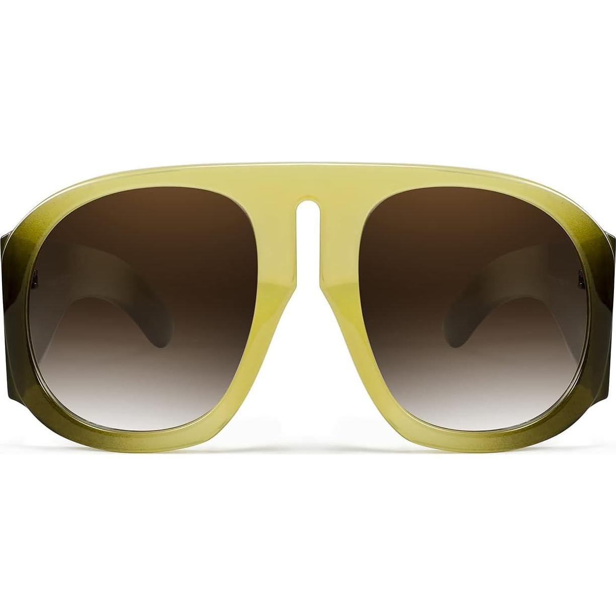 Gafas de Sol Retro FEISEDY Aviador Unisex UV400 Amarillo