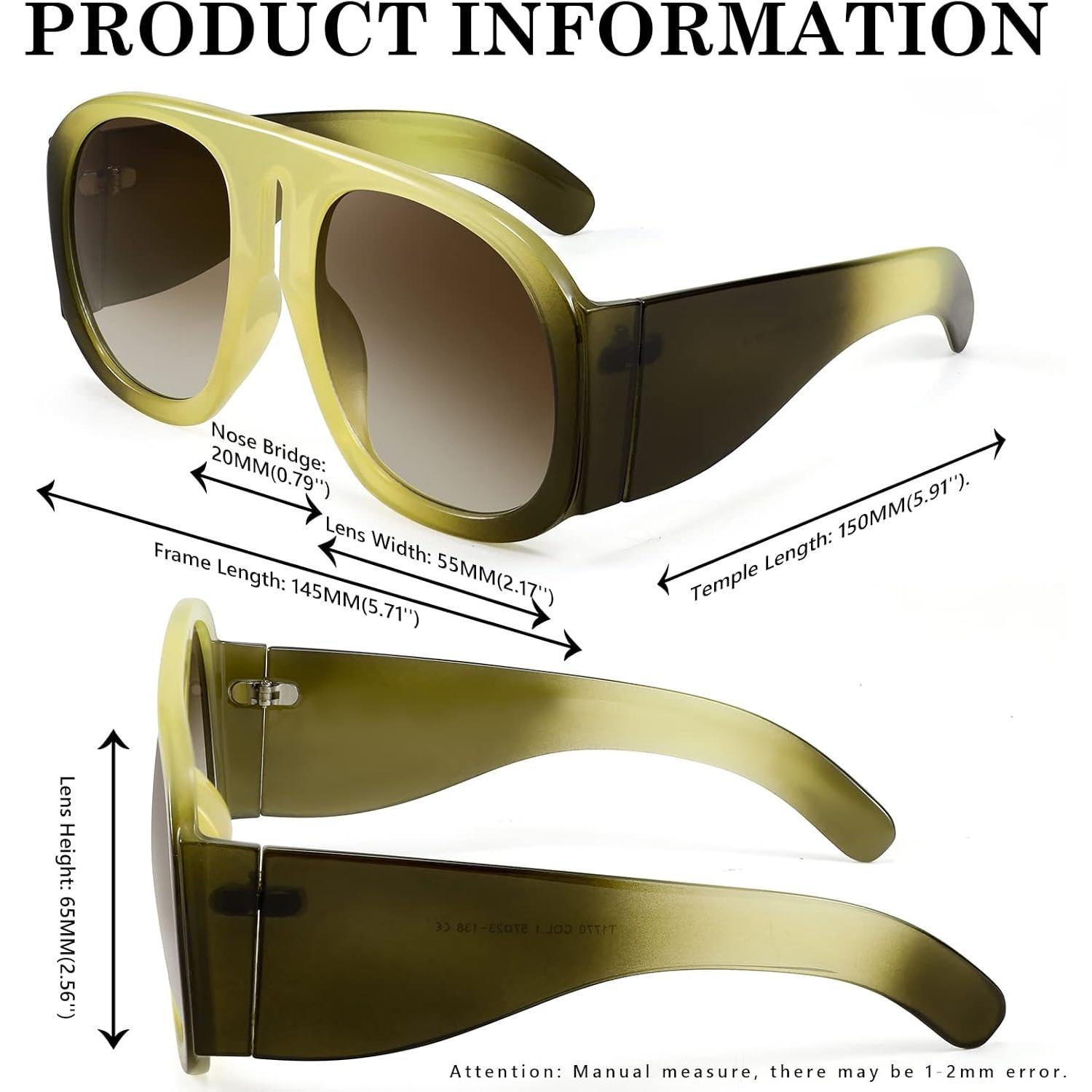 Gafas de Sol Retro FEISEDY Aviador Unisex UV400 Amarillo