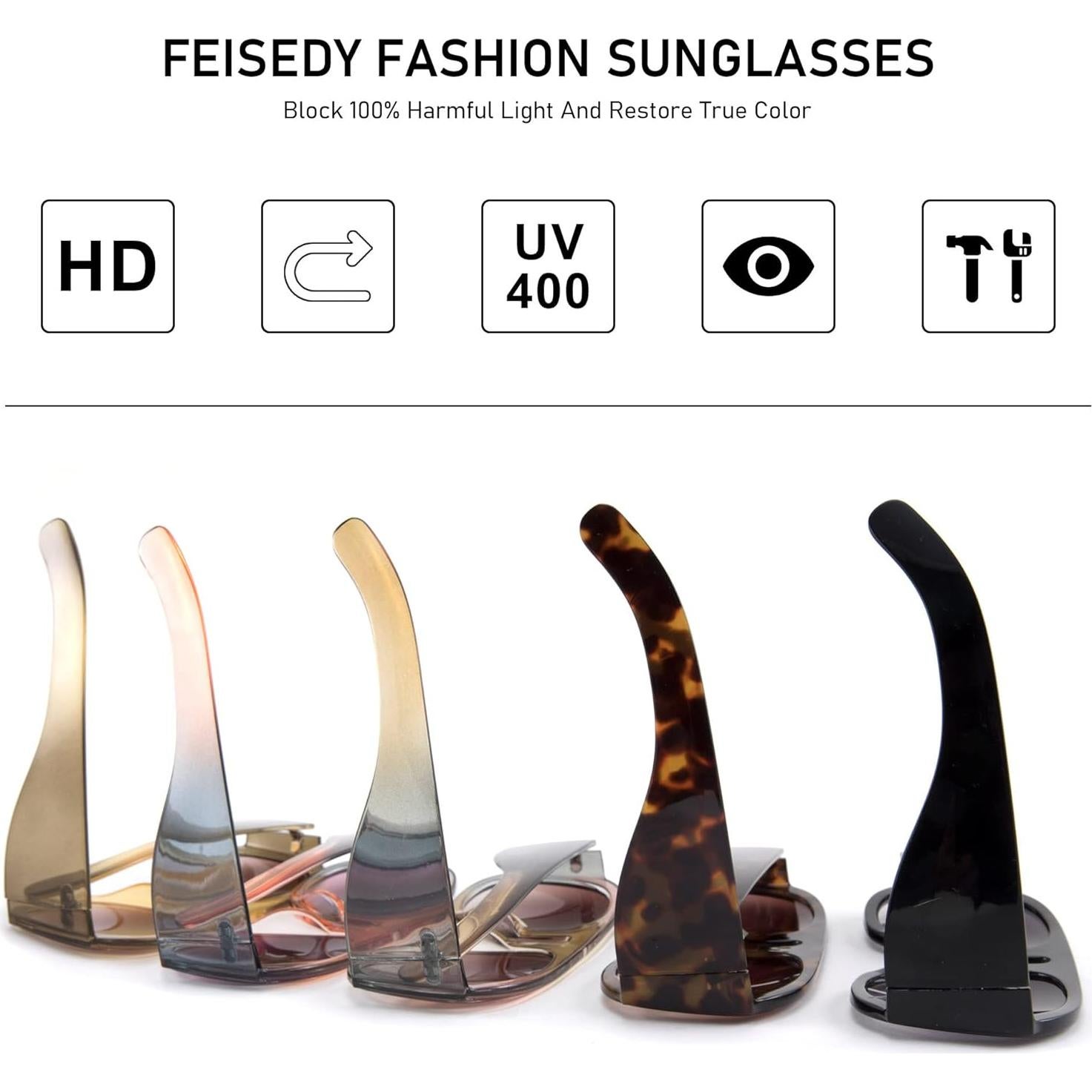 Gafas de Sol Retro FEISEDY Aviador Unisex UV400 Amarillo