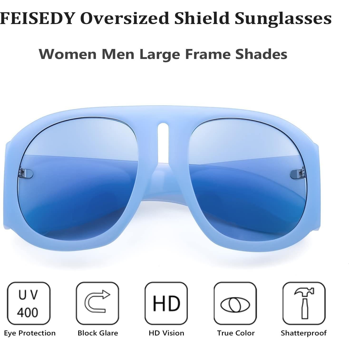 Gafas de sol retro FEISEDY aviador unisex grandes UV400