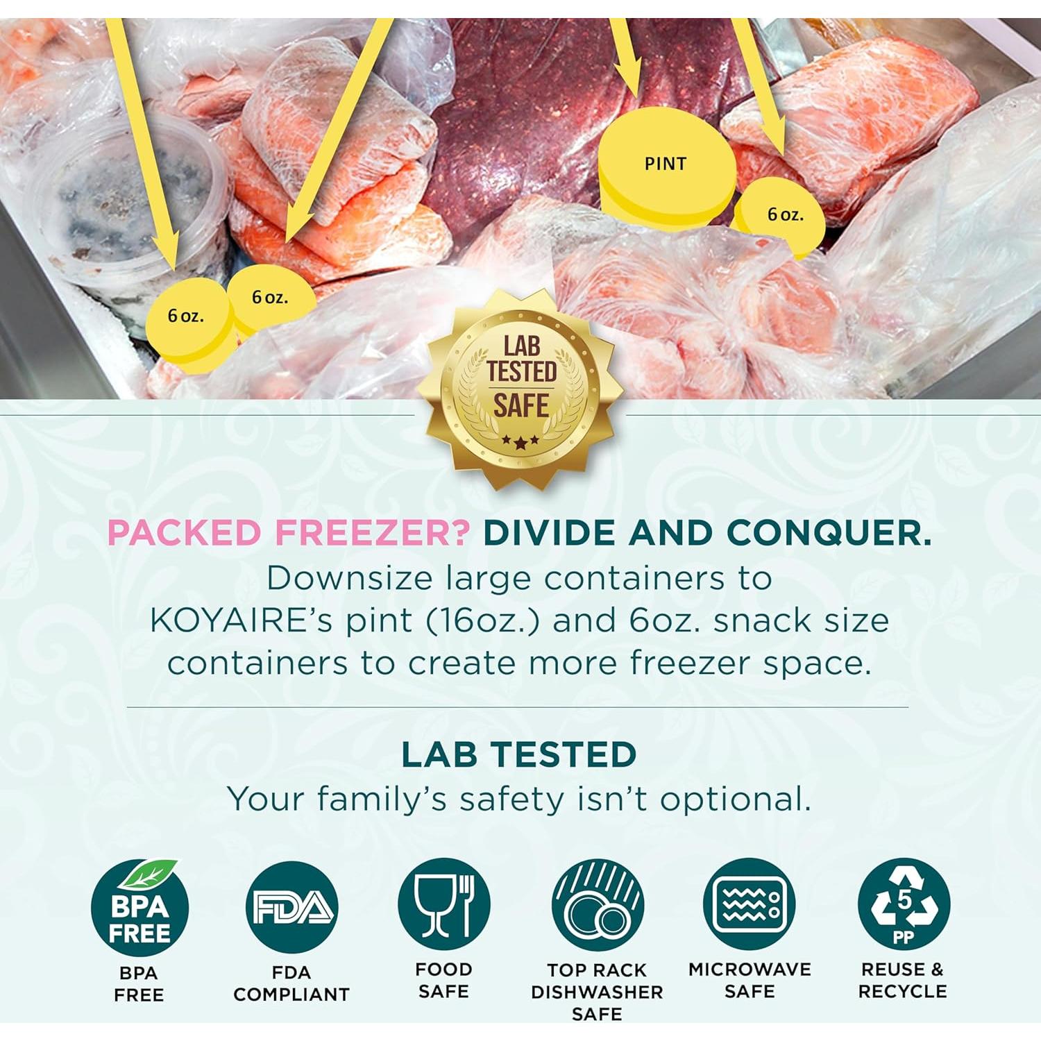 Contenedores de Helado KOYAIRE 4 Piezas 480 ml Herméticos