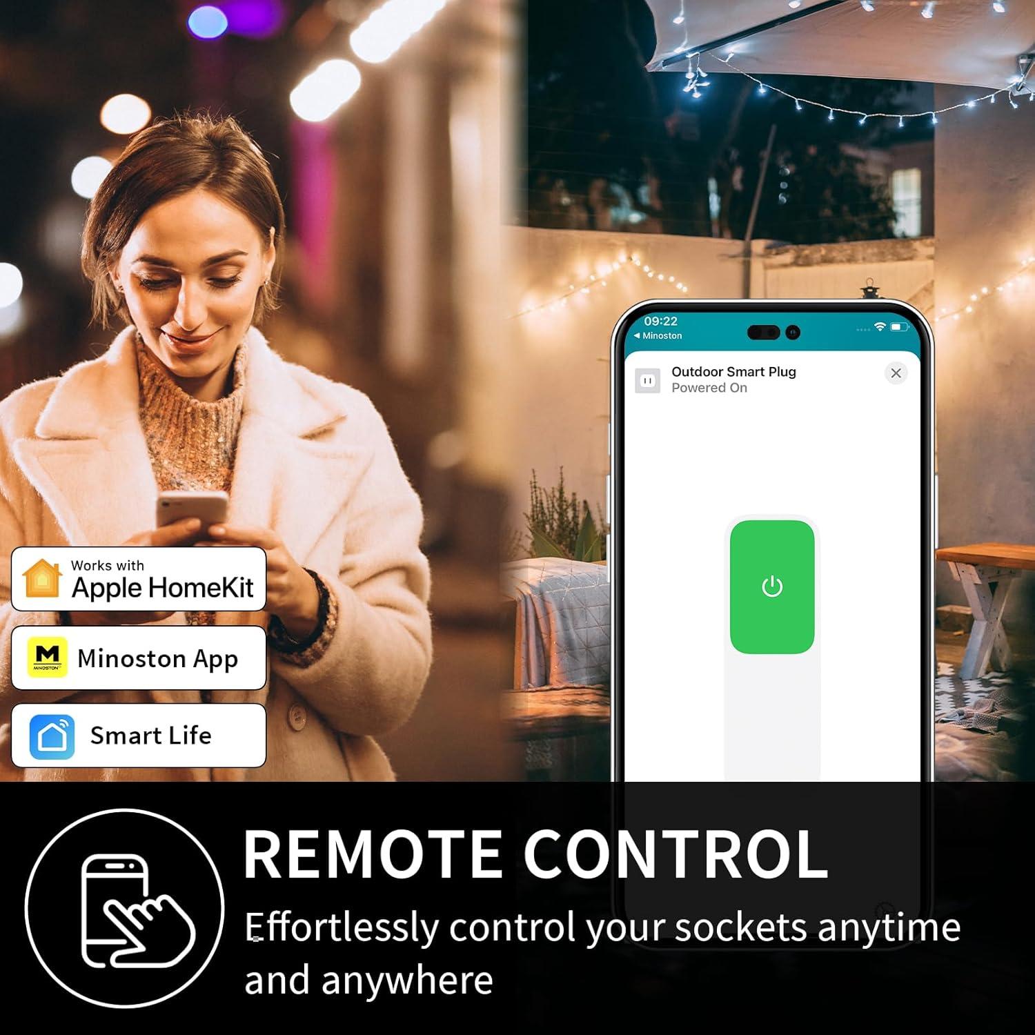 Enchufe Inteligente Exterior Minoston WiFi IP65 Control Voz