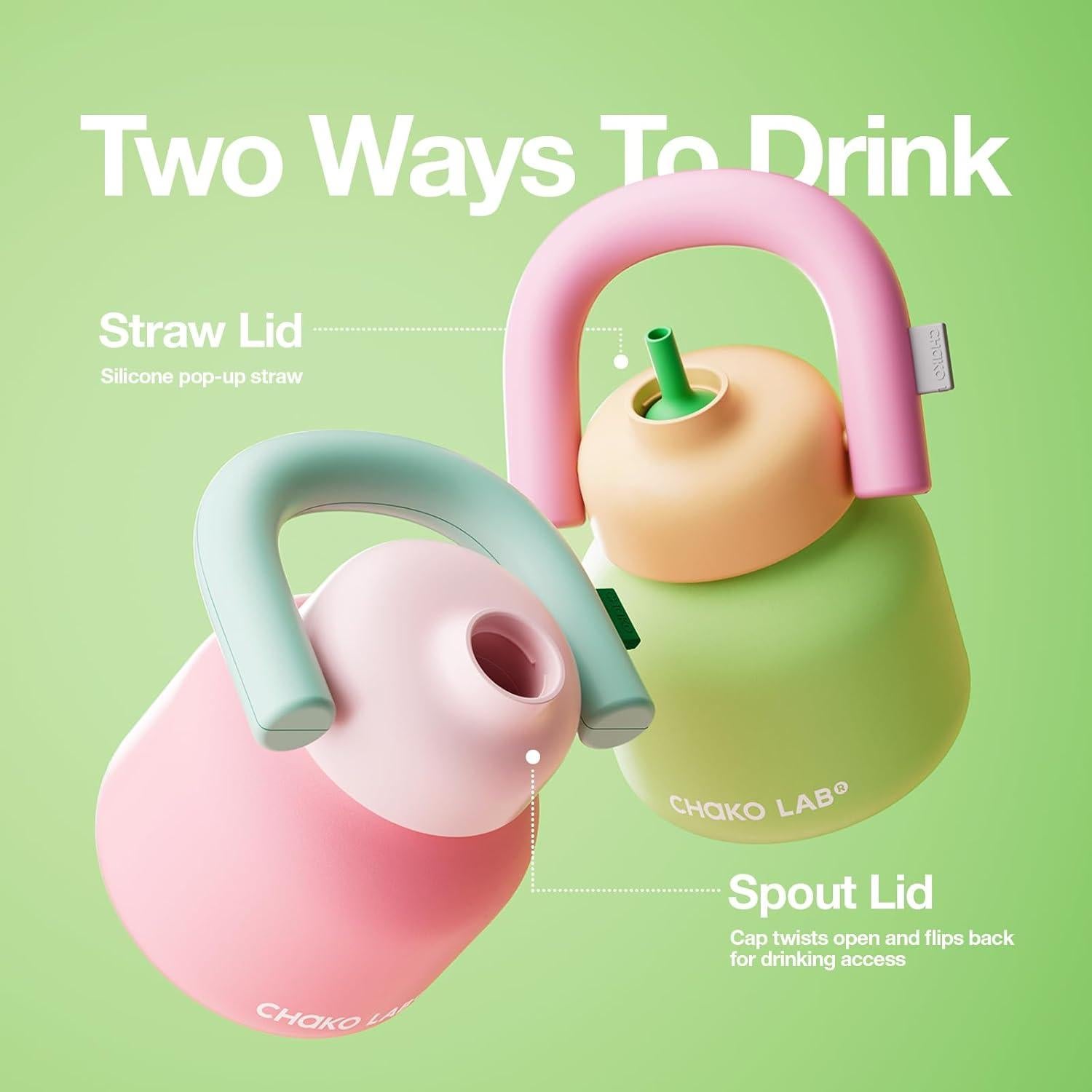 Botella de Agua Aislada CHAKO LAB 0.91L Verde y Naranja