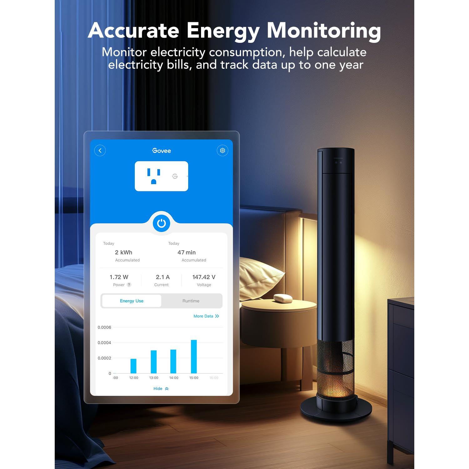 Enchufe Inteligente Govee 15A con Monitoreo de Energía