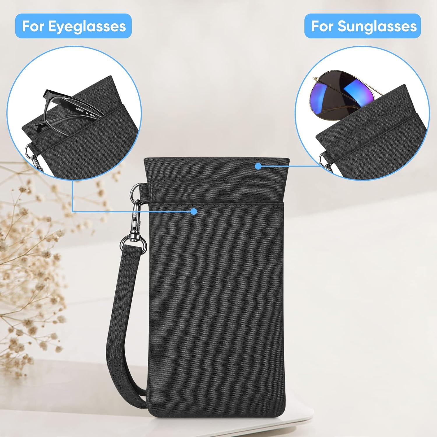 Funda Doble para Gafas Fintie Negra con Correa y Microfibra