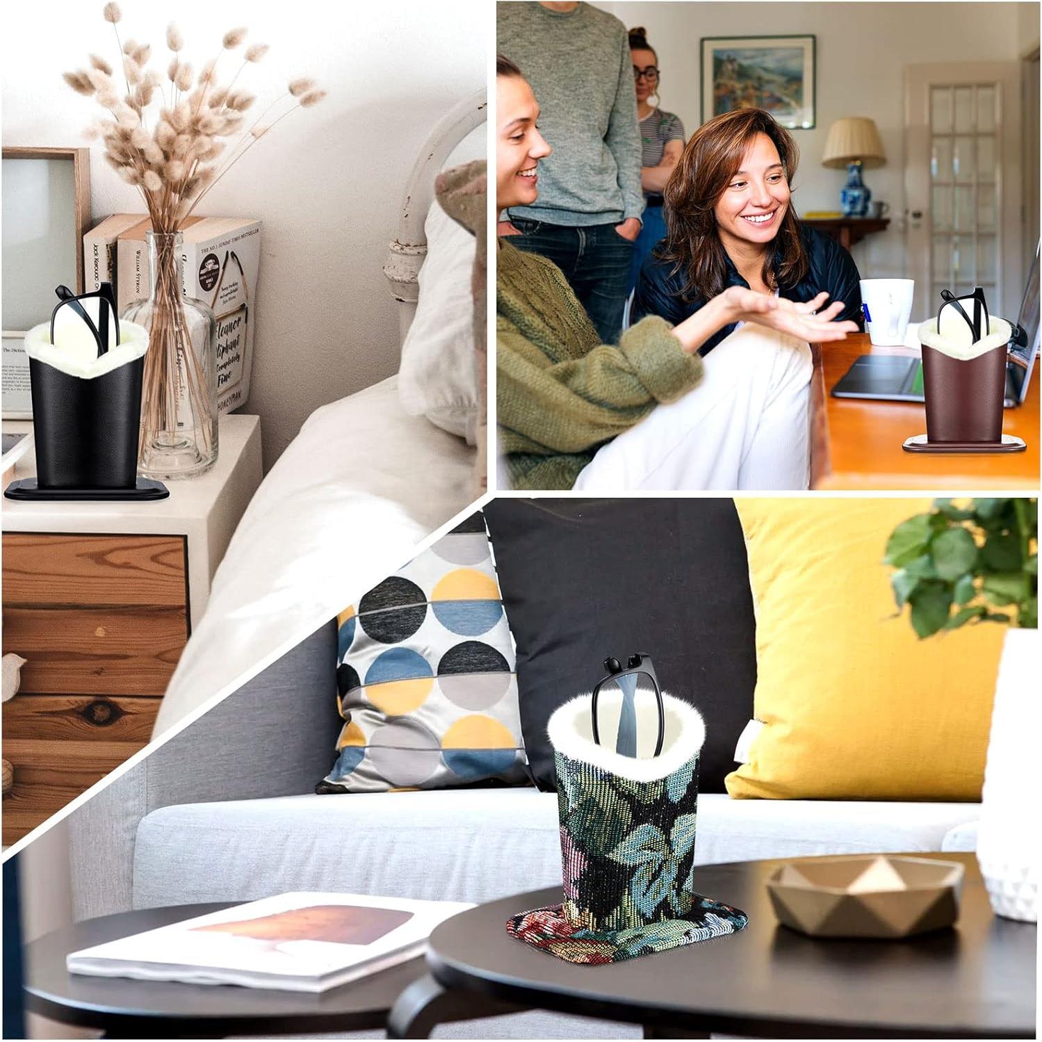 Soporte de Gafas Weewooday 6 Piezas Cuero y Felpa