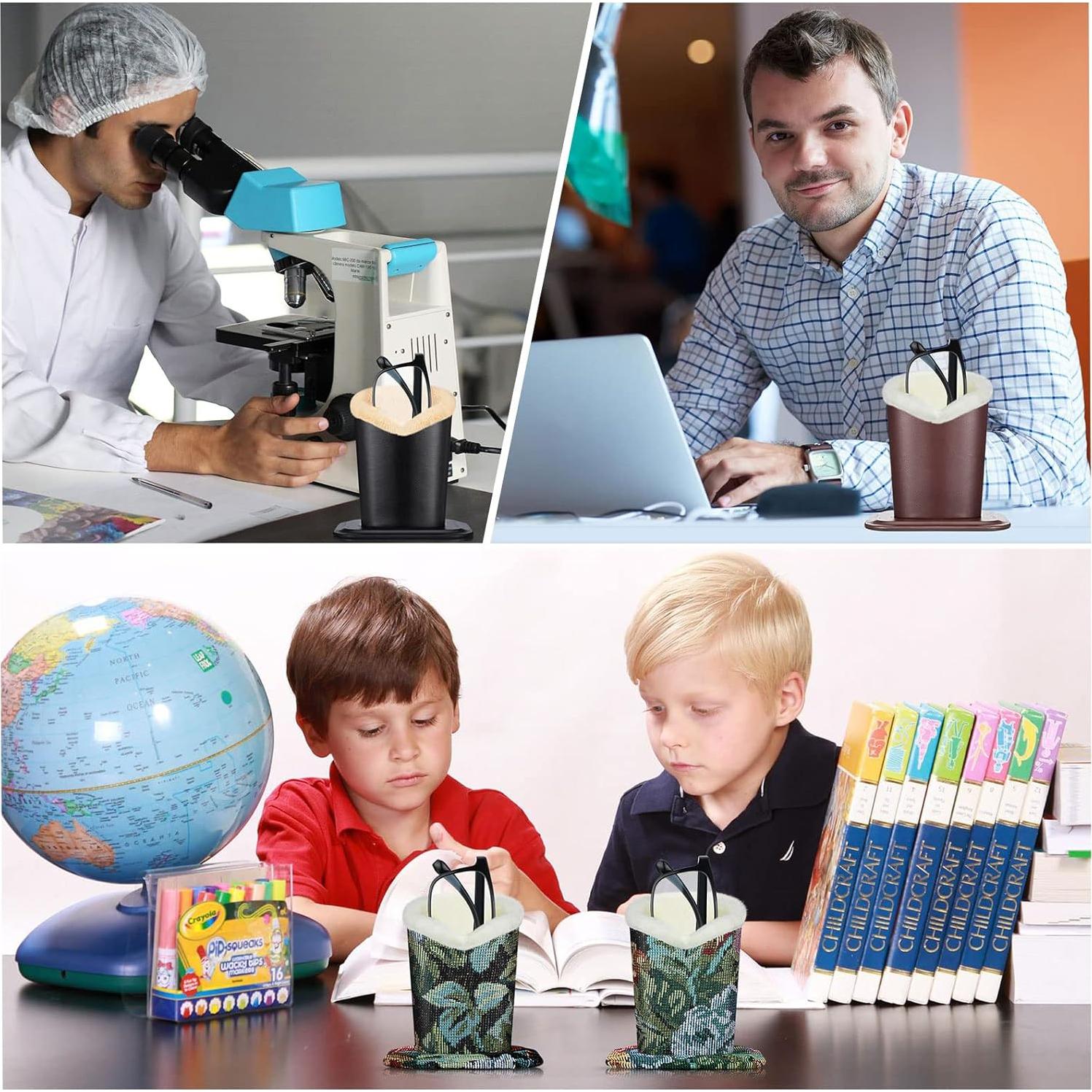 Soporte de Gafas Weewooday 6 Piezas Cuero y Felpa