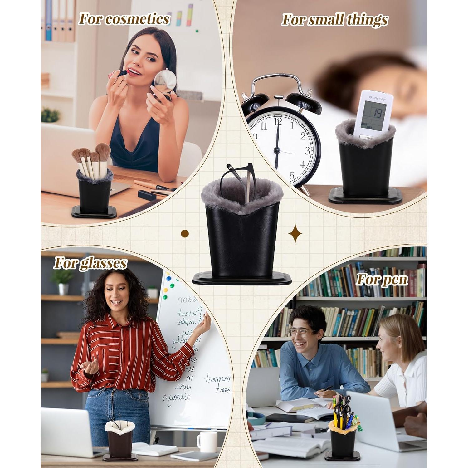 Soporte de Gafas Weewooday 6 Piezas Cuero y Felpa